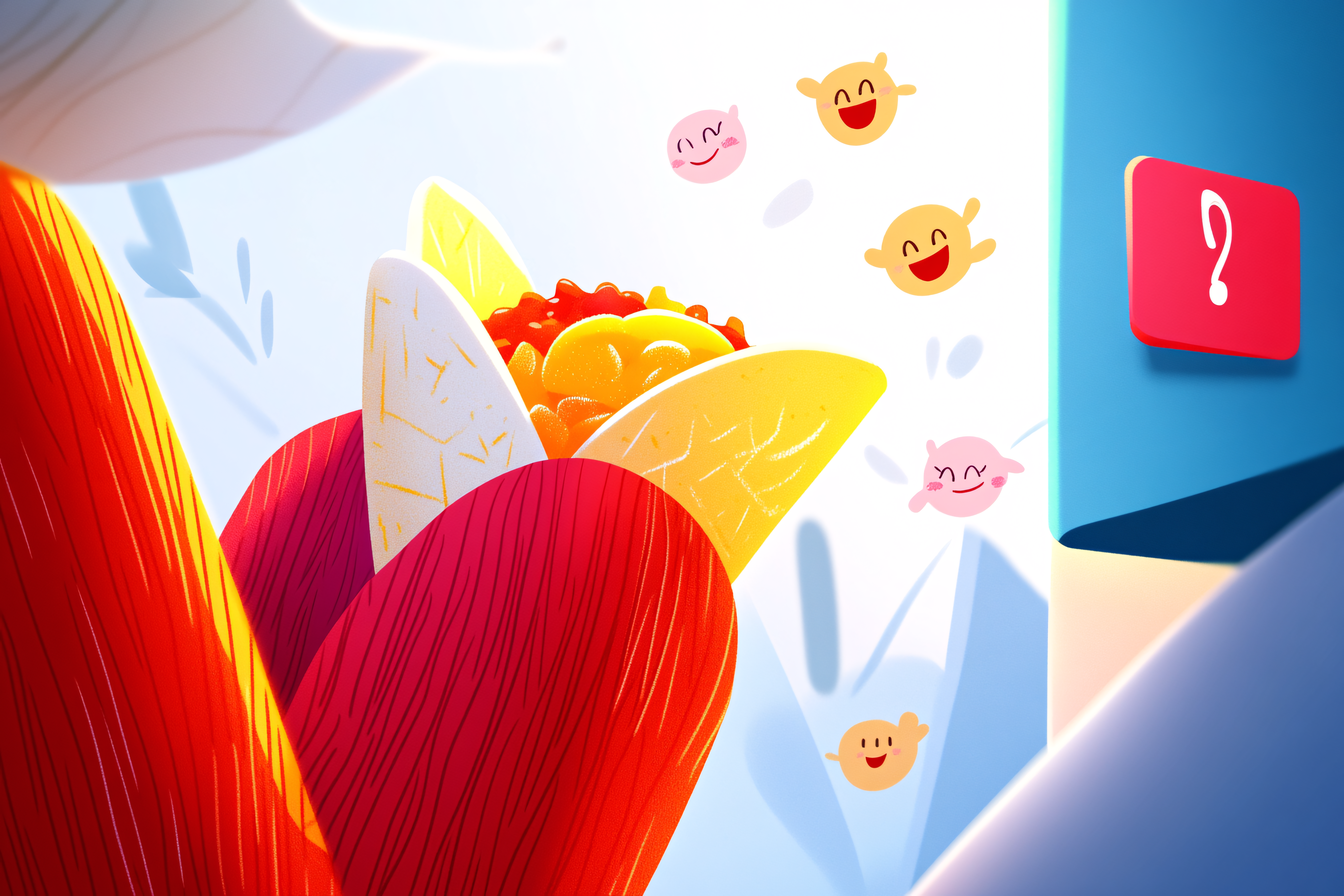 Animated Burrito and Smiling Characters