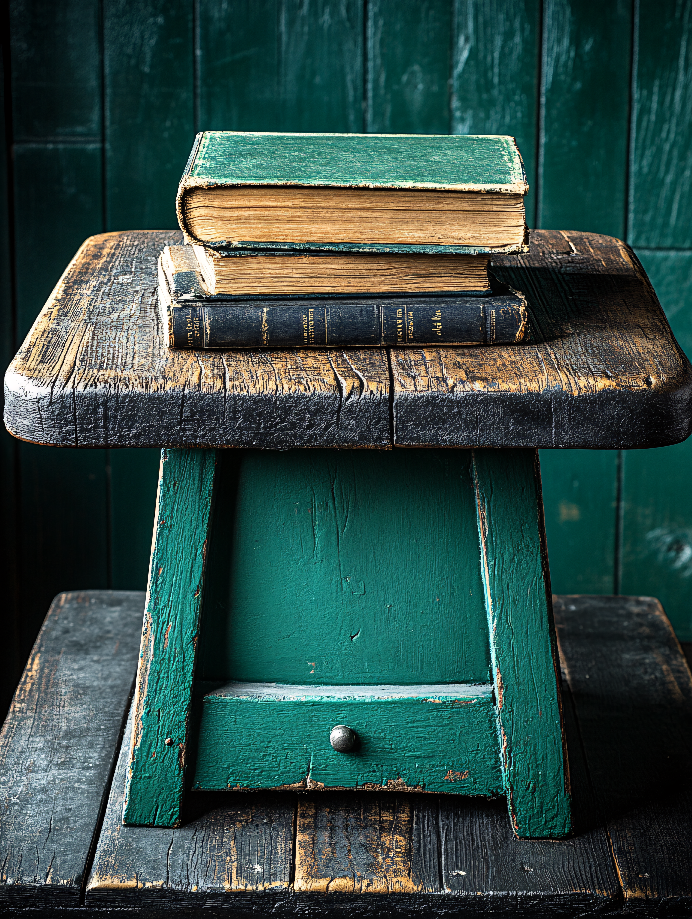 Antique Books On Wooden Stool