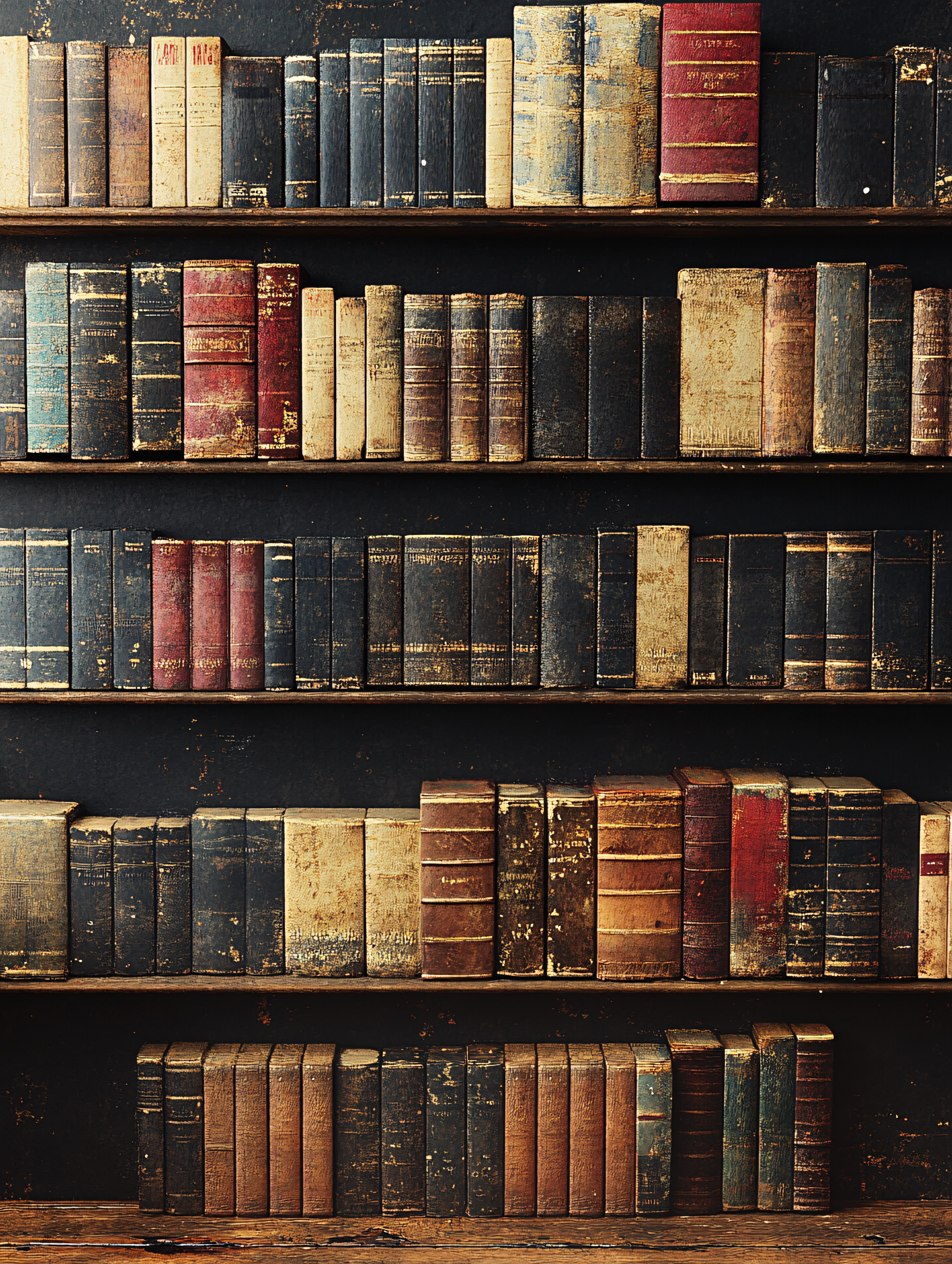 Antique Bookshelf With Aged Volumes