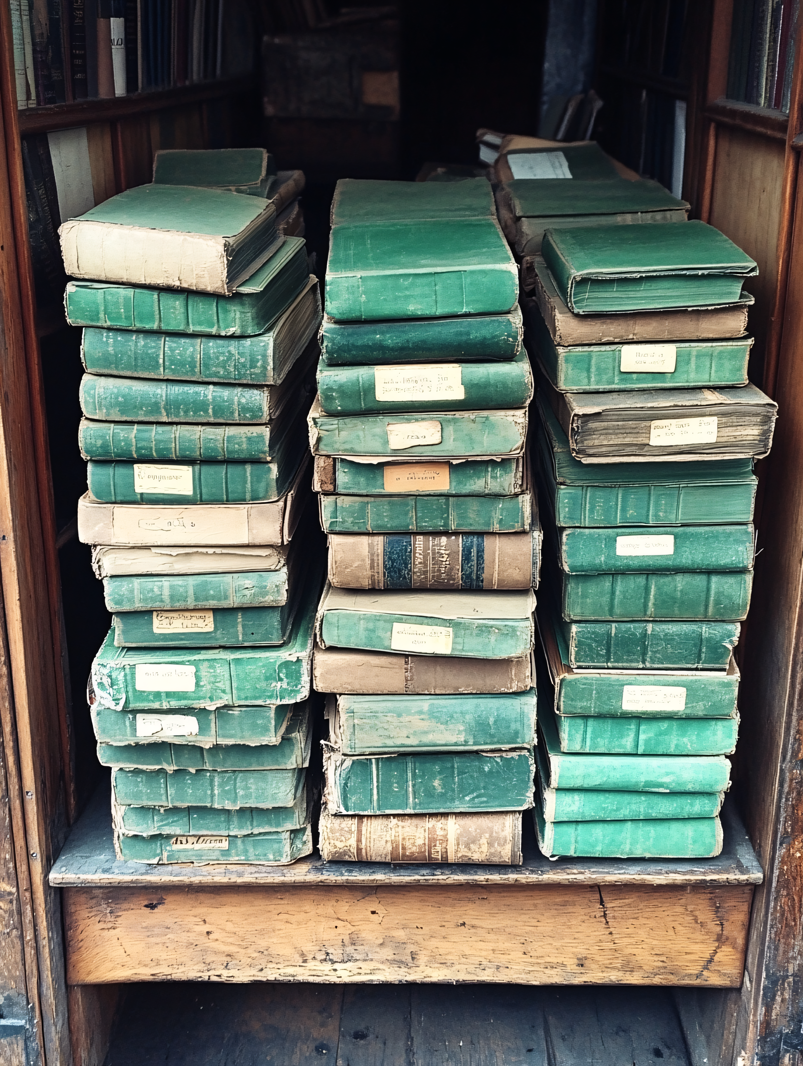 Antique Green Book Stacks