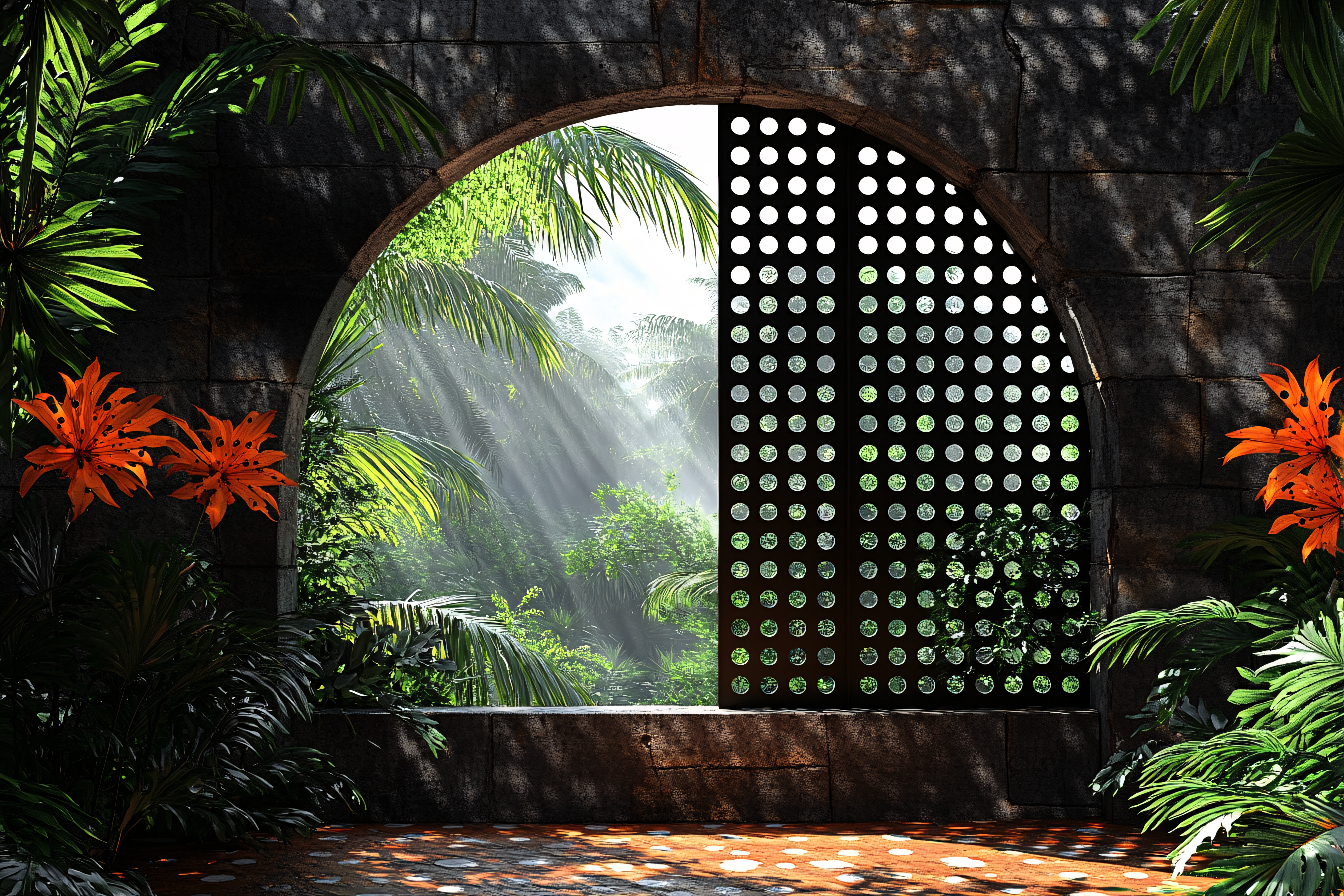 Arched Window To Tropical Paradise
