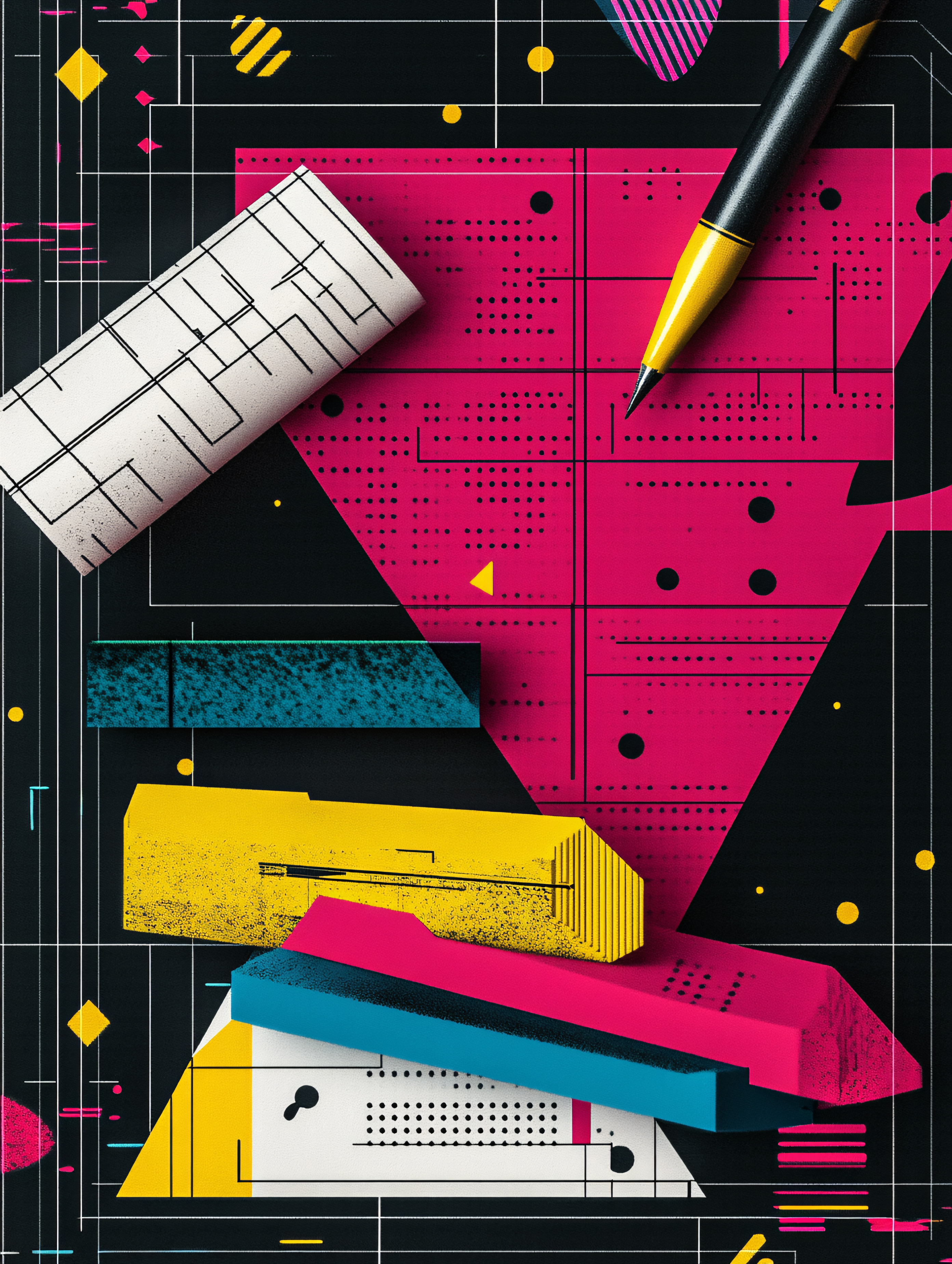 Architectural Blueprint Design with Geometric Shapes