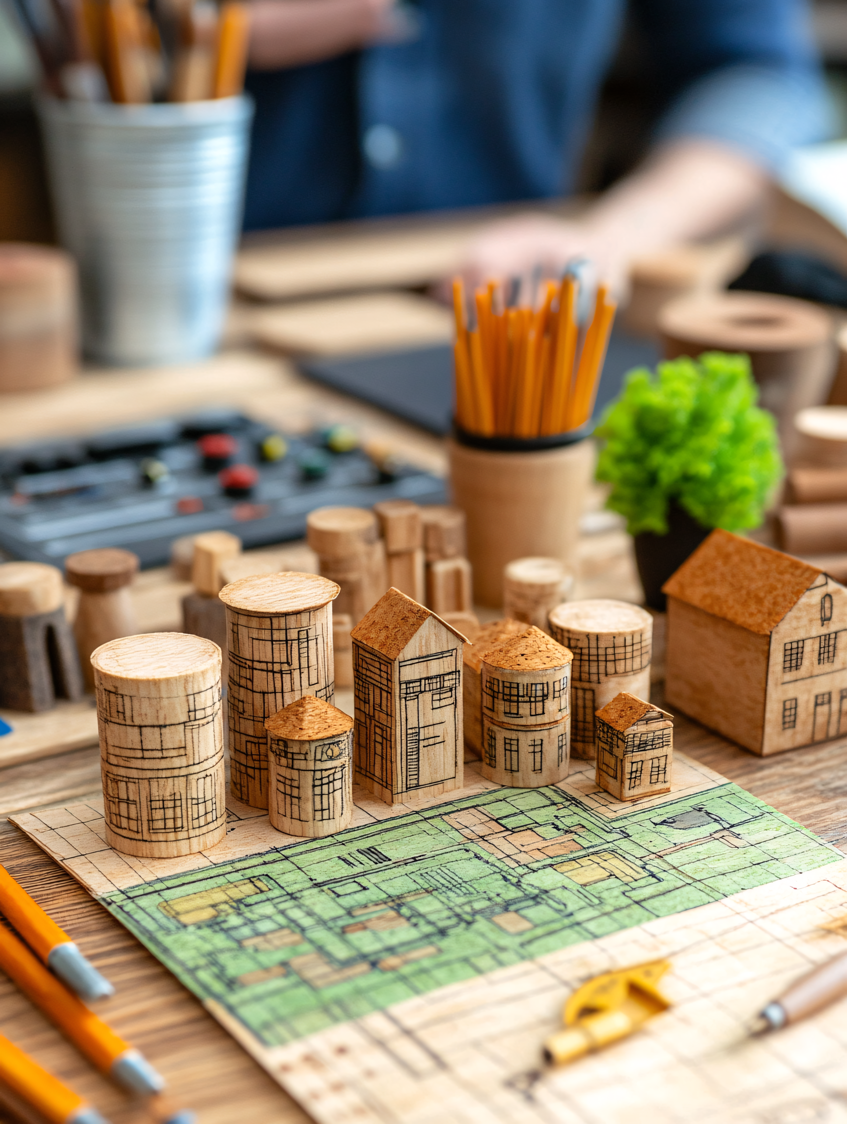 Architectural Model On Blueprint