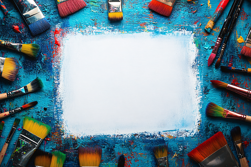 Artistic Paintbrushes On Canvas