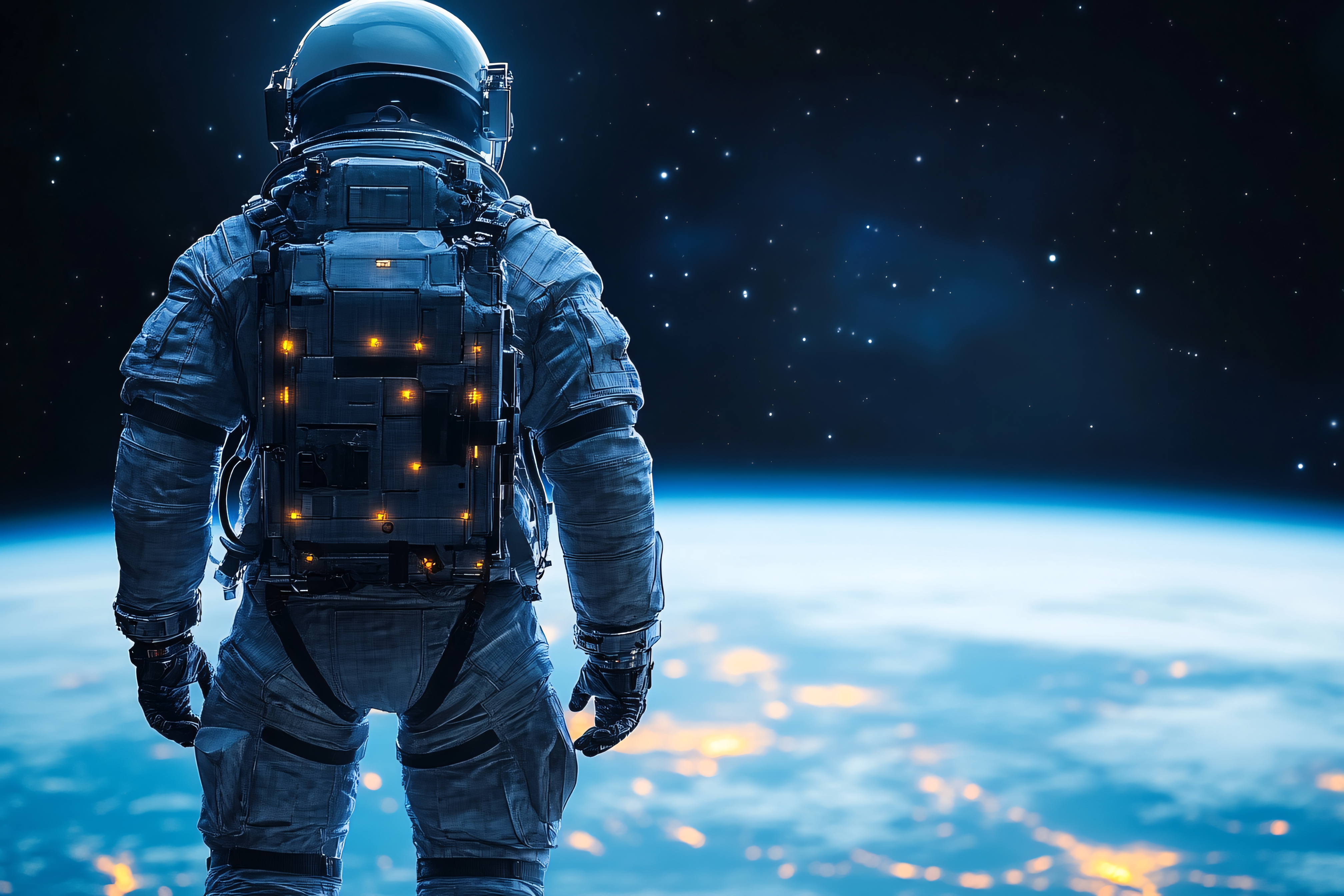 Astronaut Gazing At Earth From Space