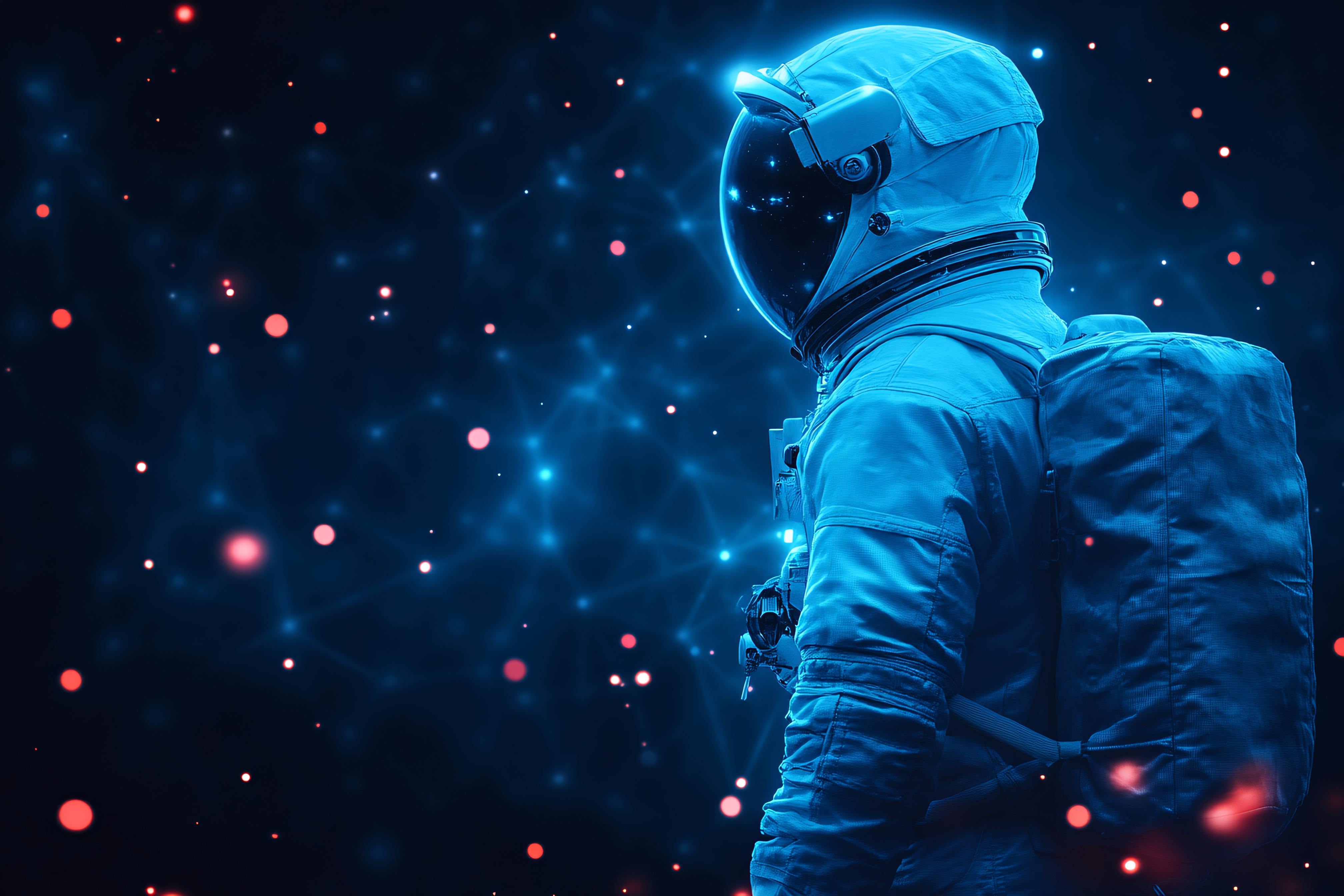 Astronaut Gazing at Nebula