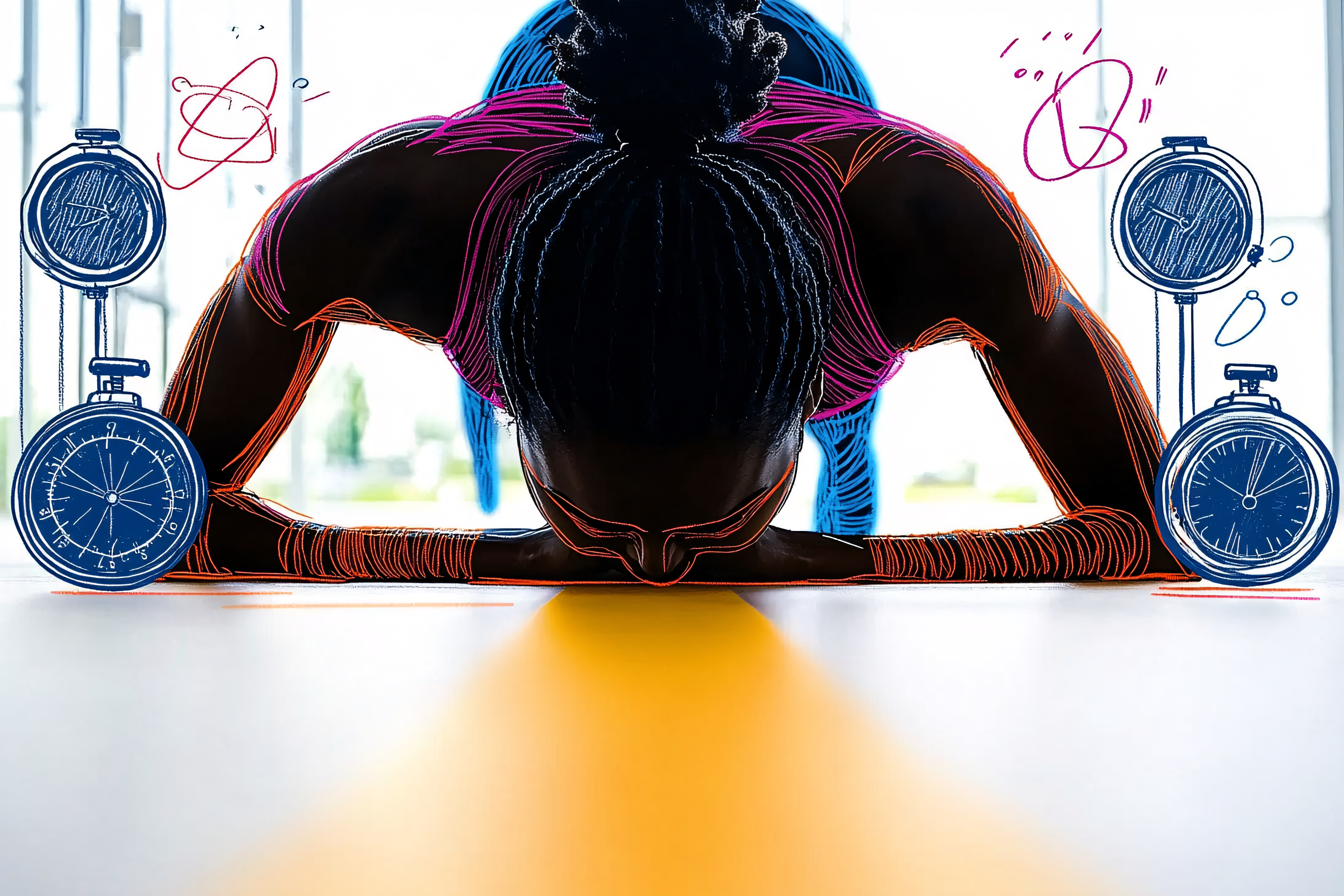 Workout Time and Fitness with Silhouette
