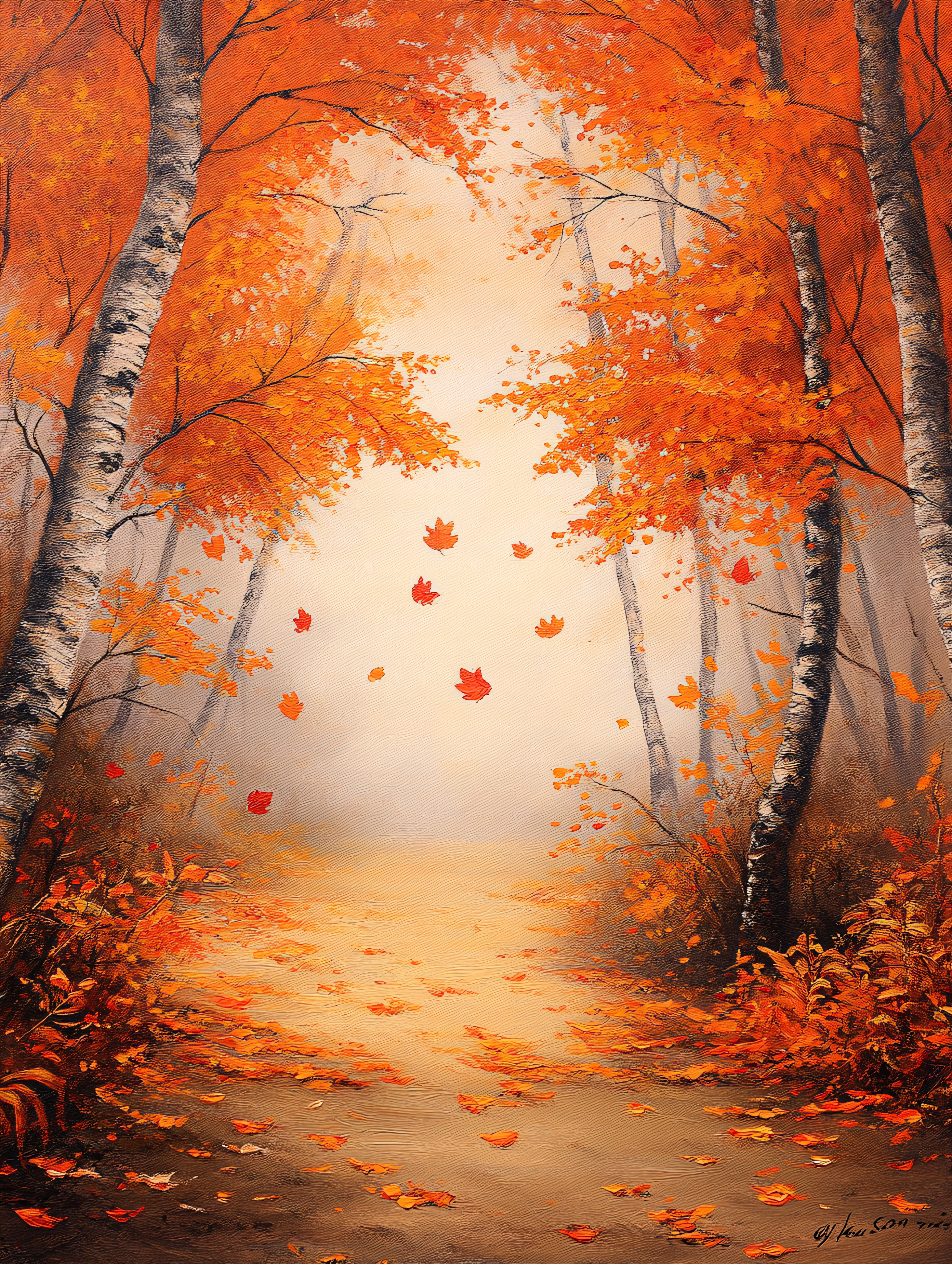 Autumn Birch Forest Path