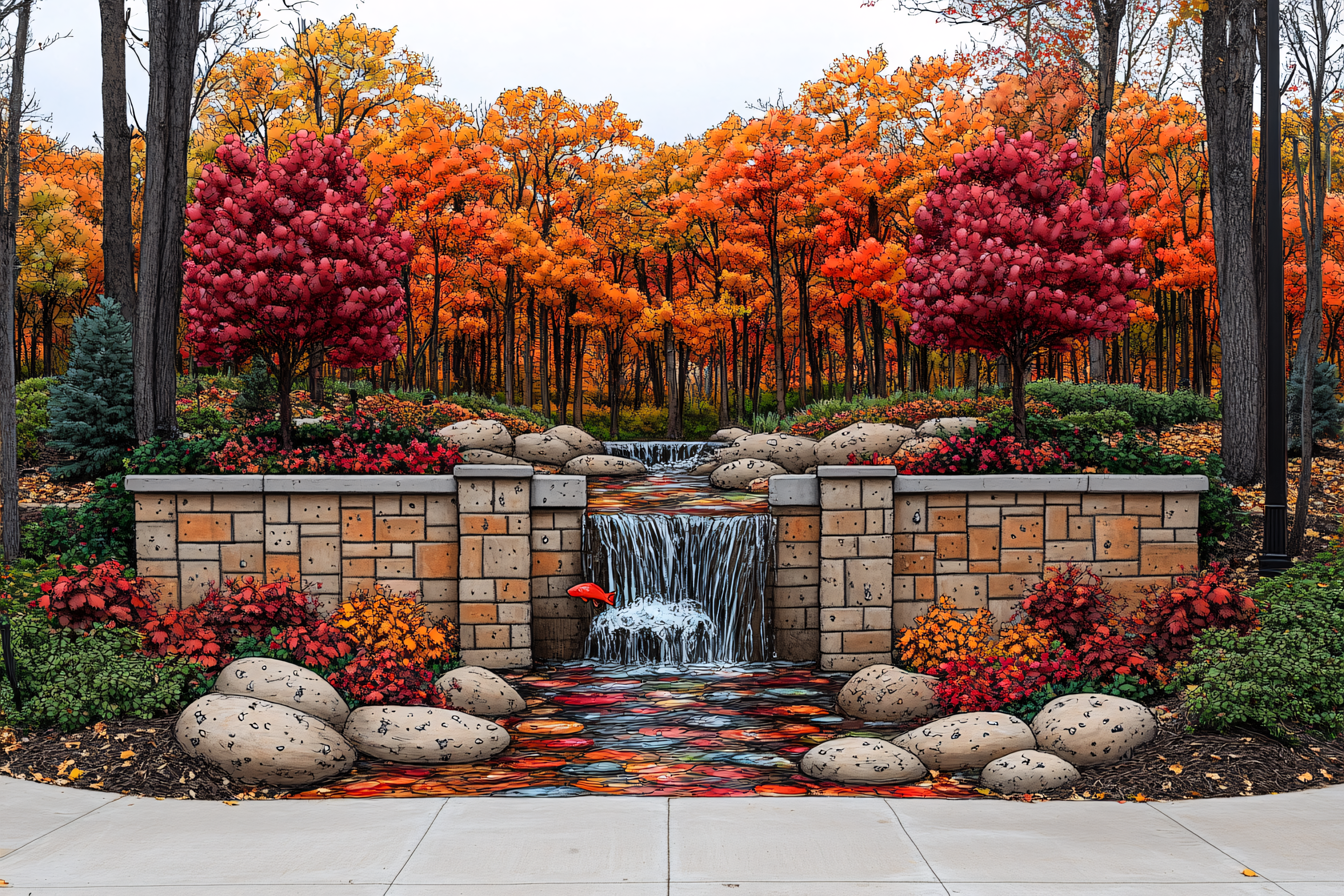 Autumn Cascade Scene