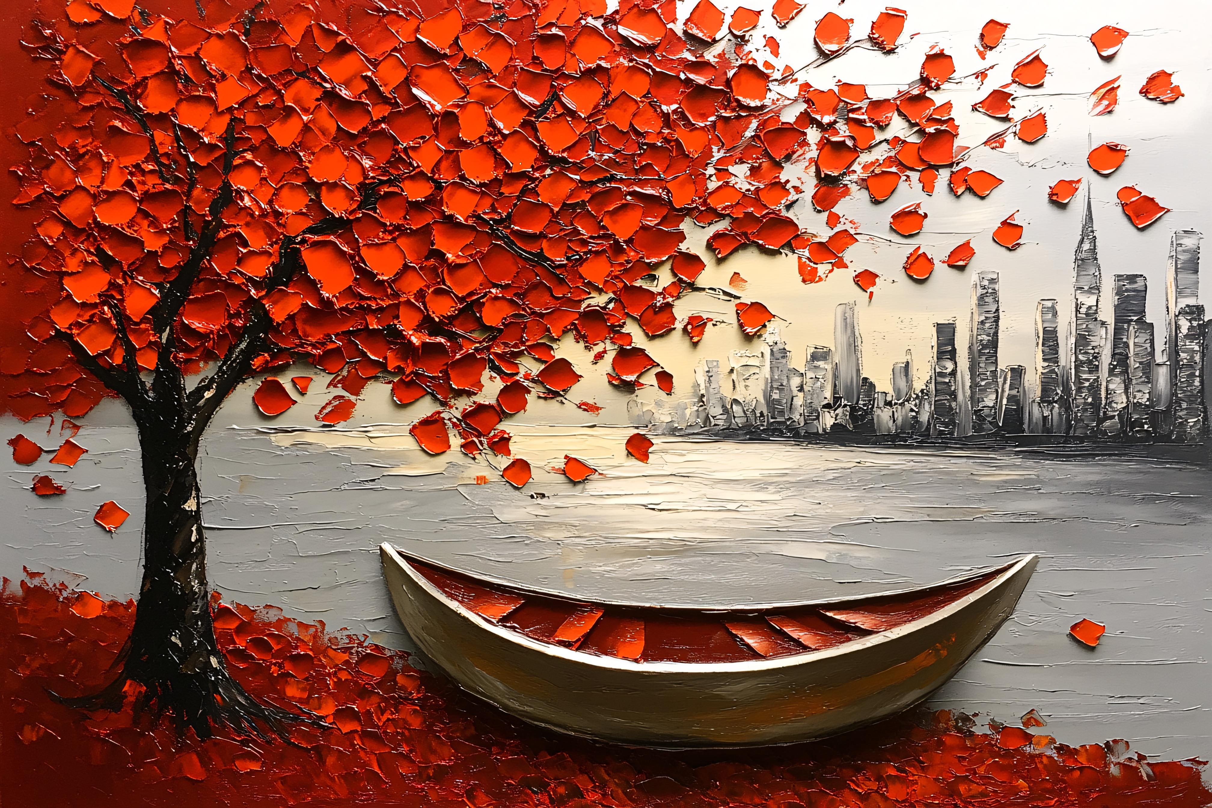 Autumn Cityscape With Boat