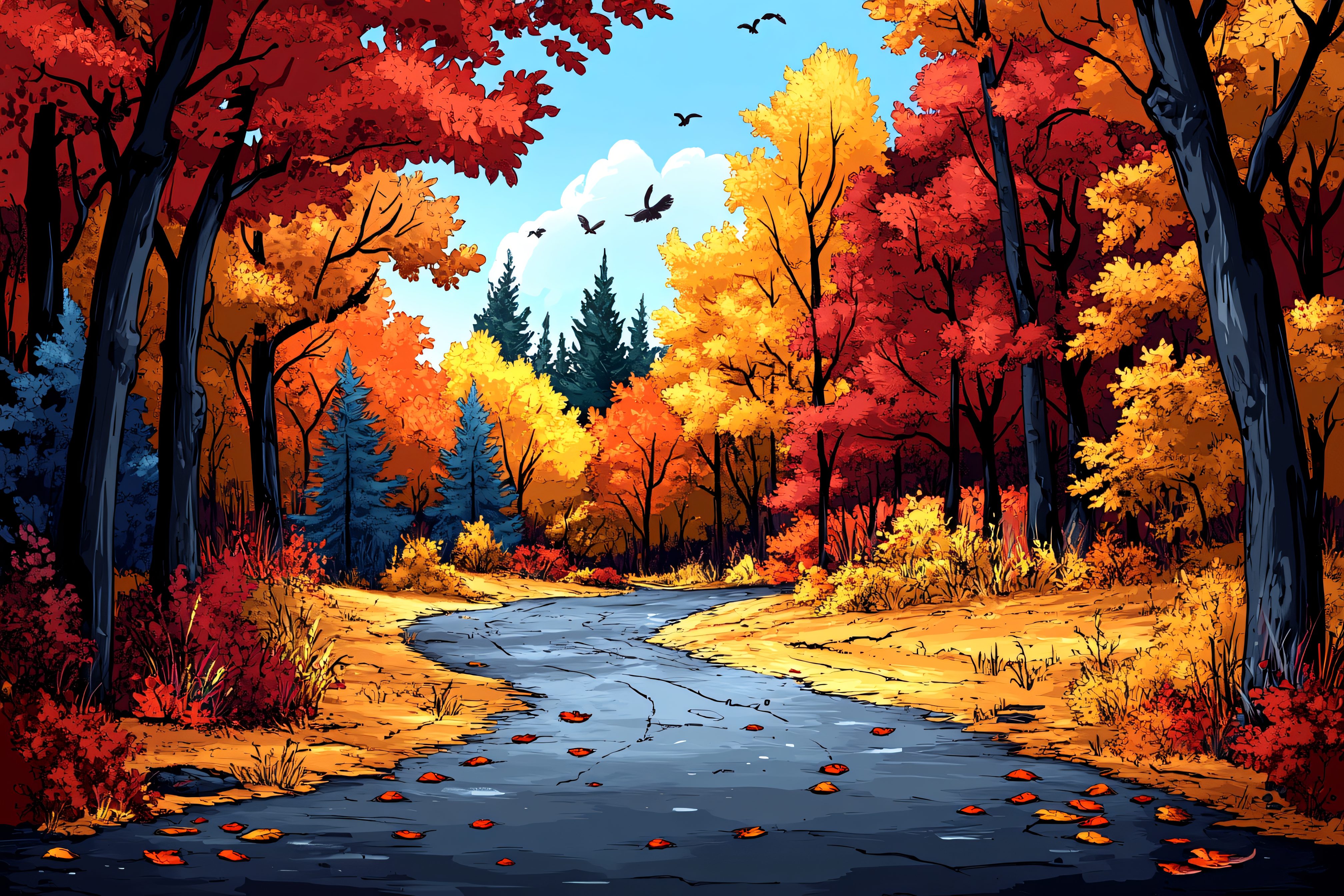 Autumn Forest Road