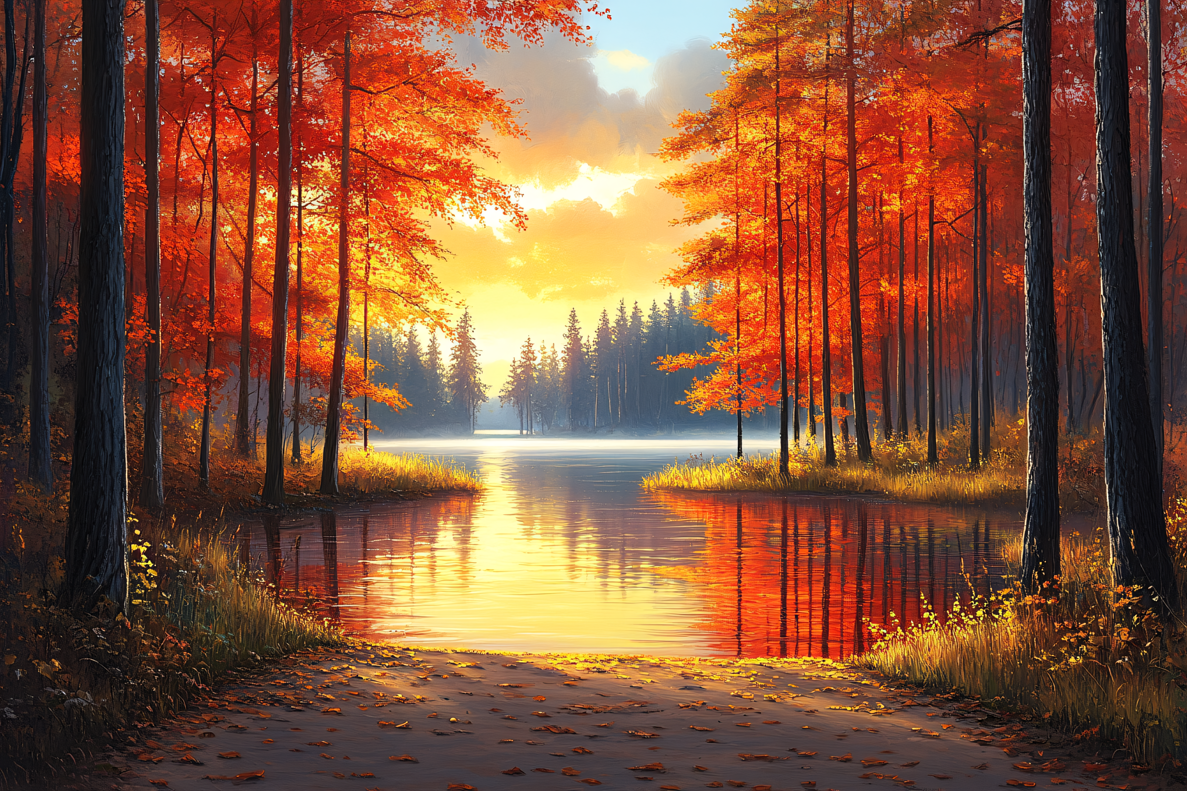 Autumn Lake Scene