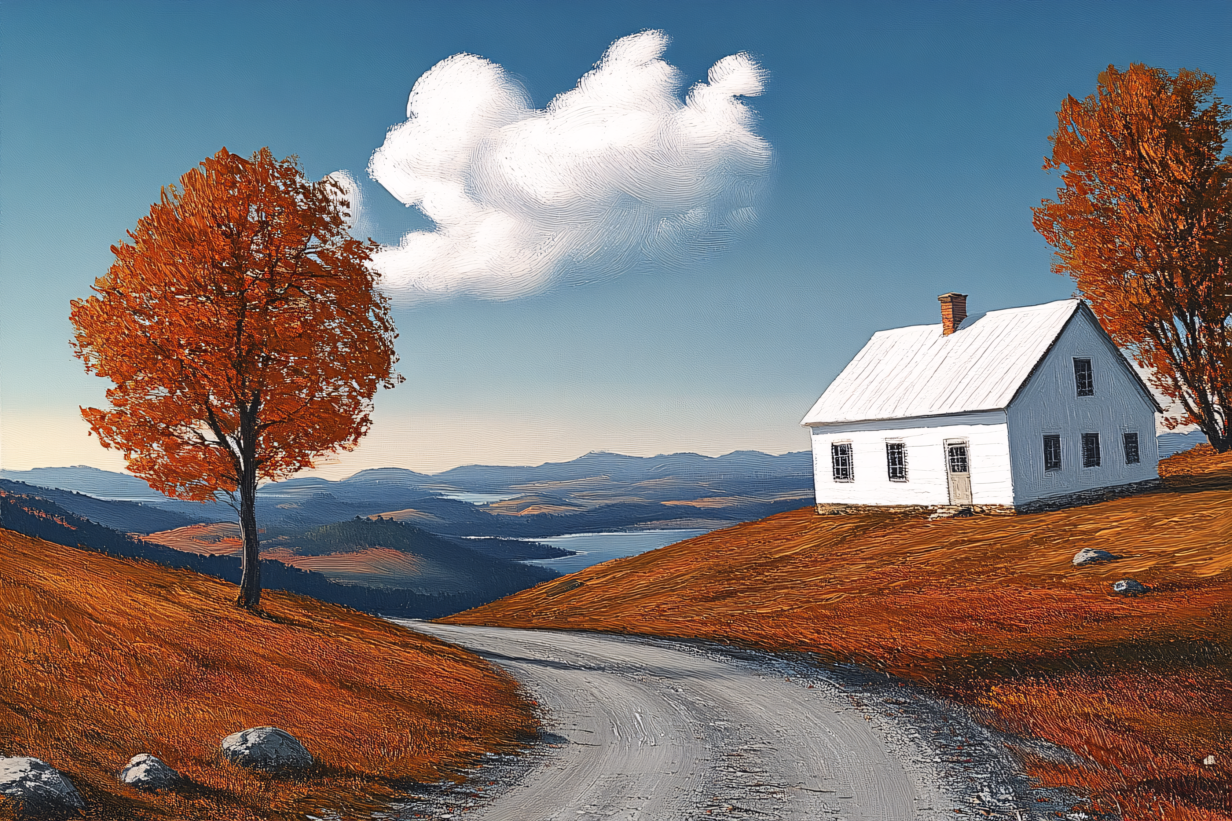 Autumn Landscape with White House