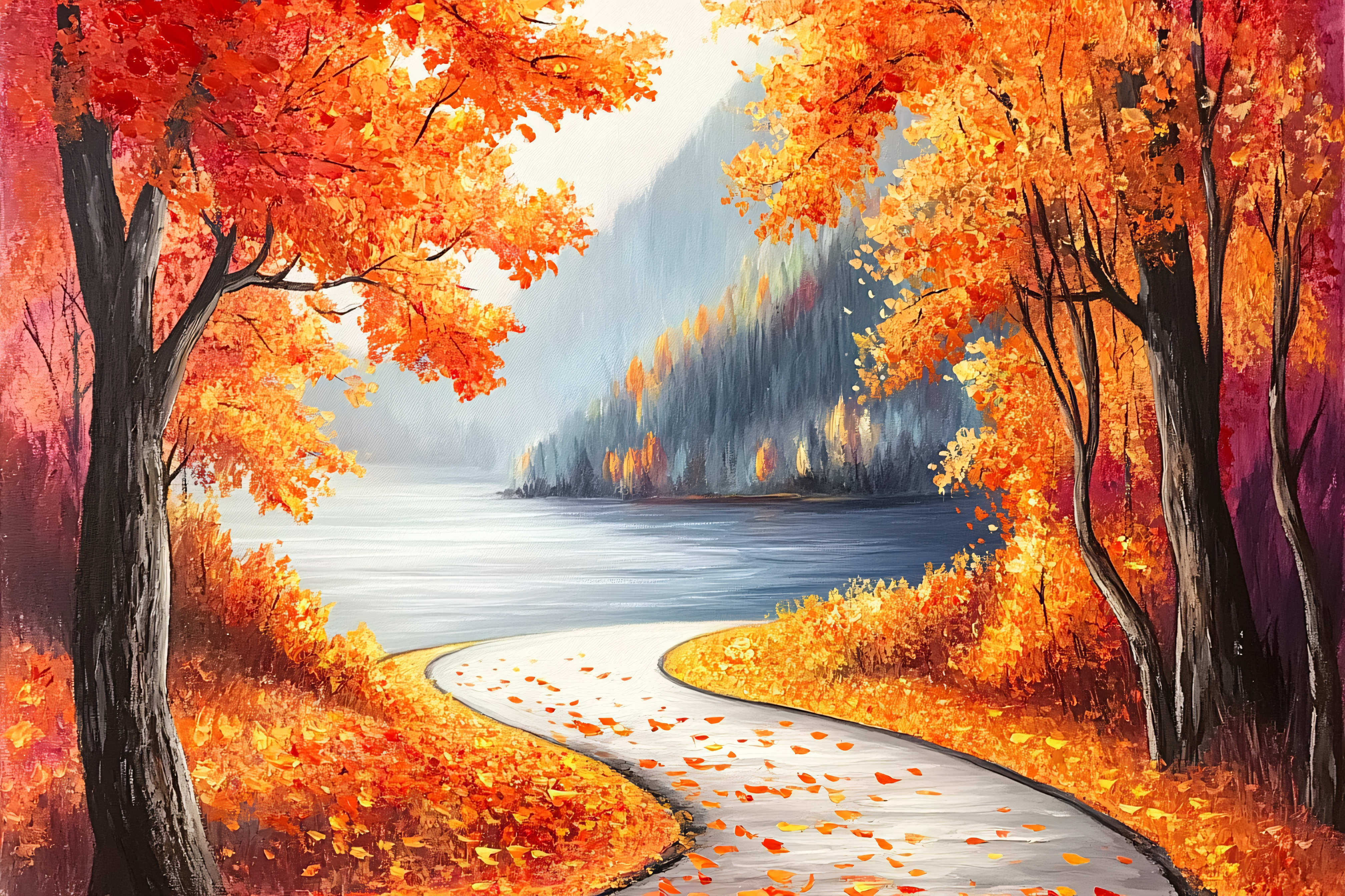 Autumn Path By The Lake
