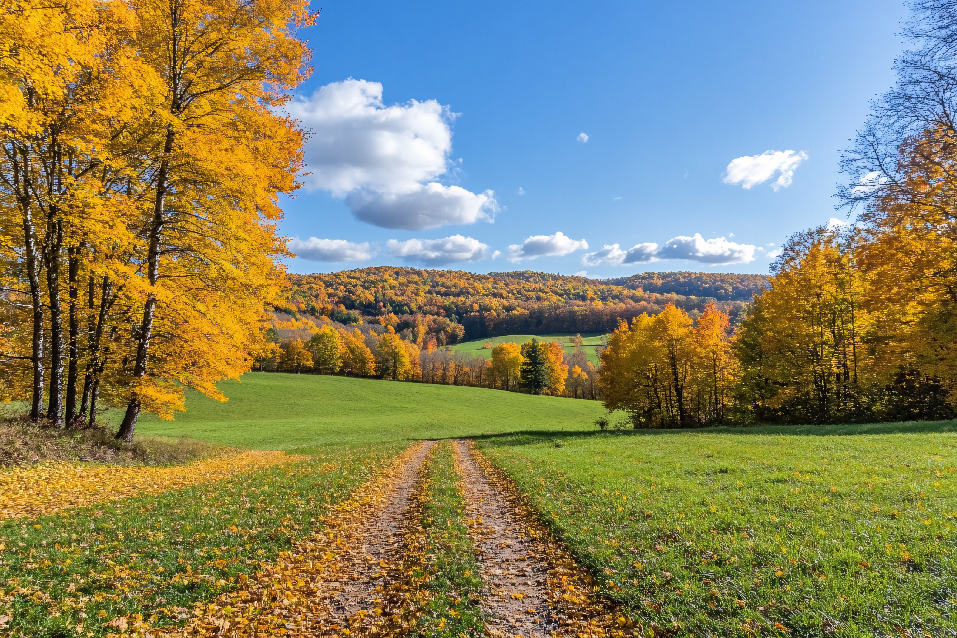 Autumn Path Through Golden Trees