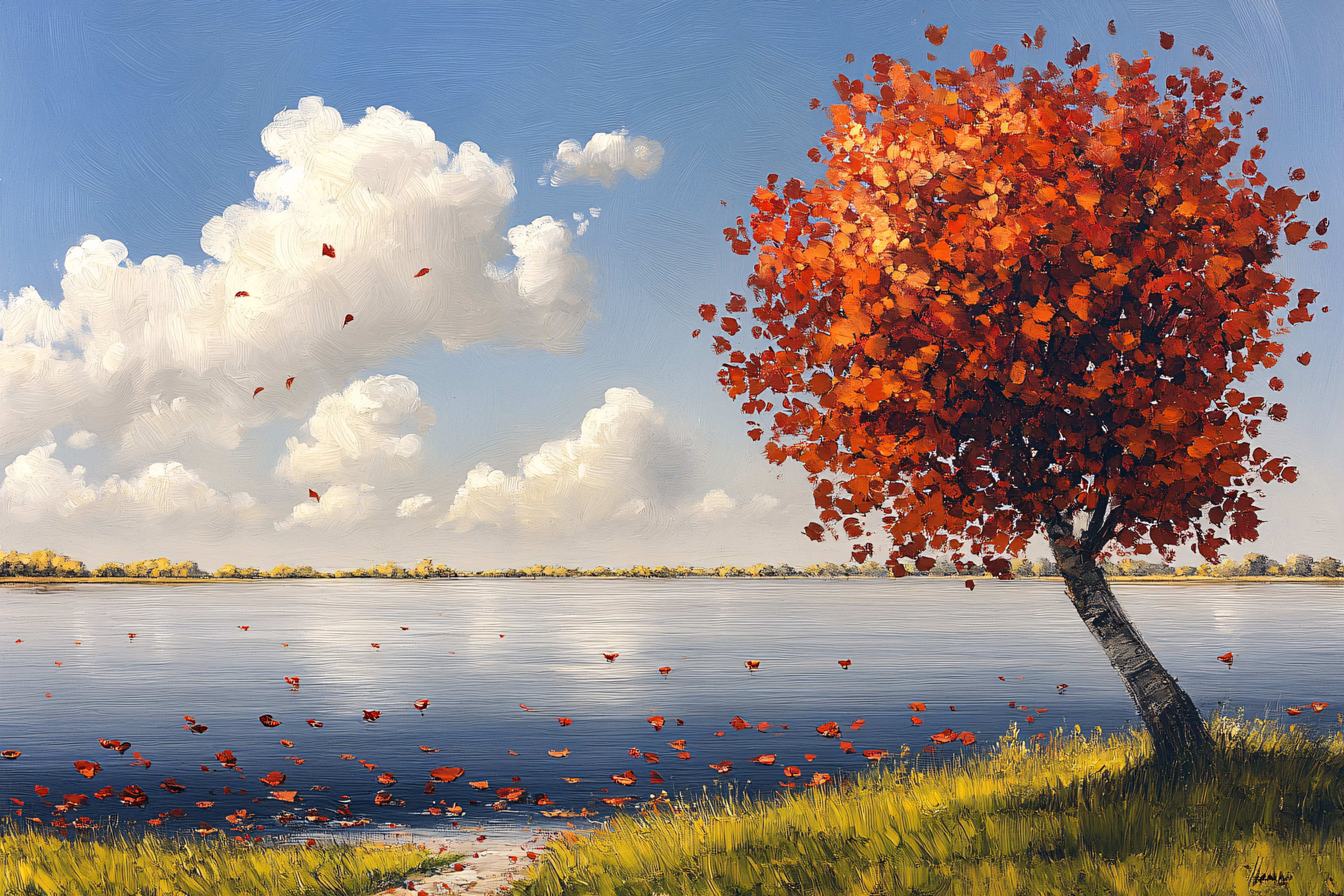 Autumn Tree by the Lake