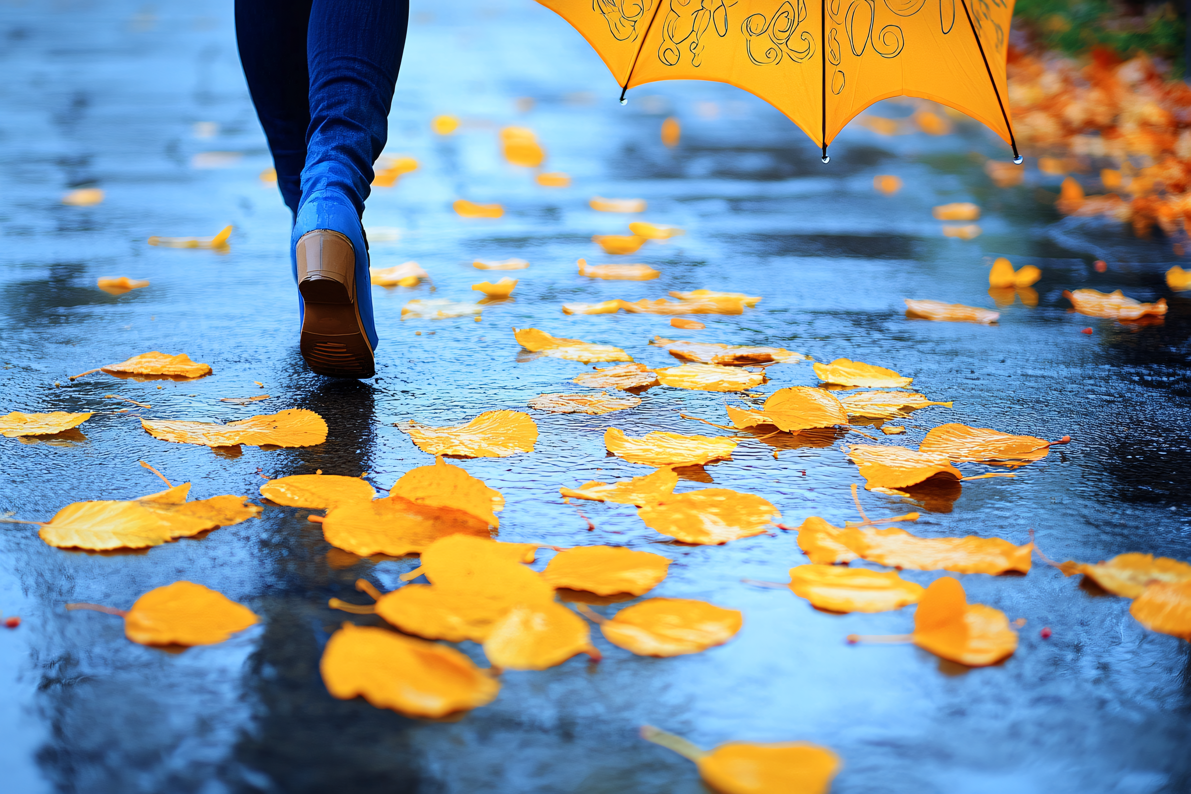 Autumn Walk in the Rain