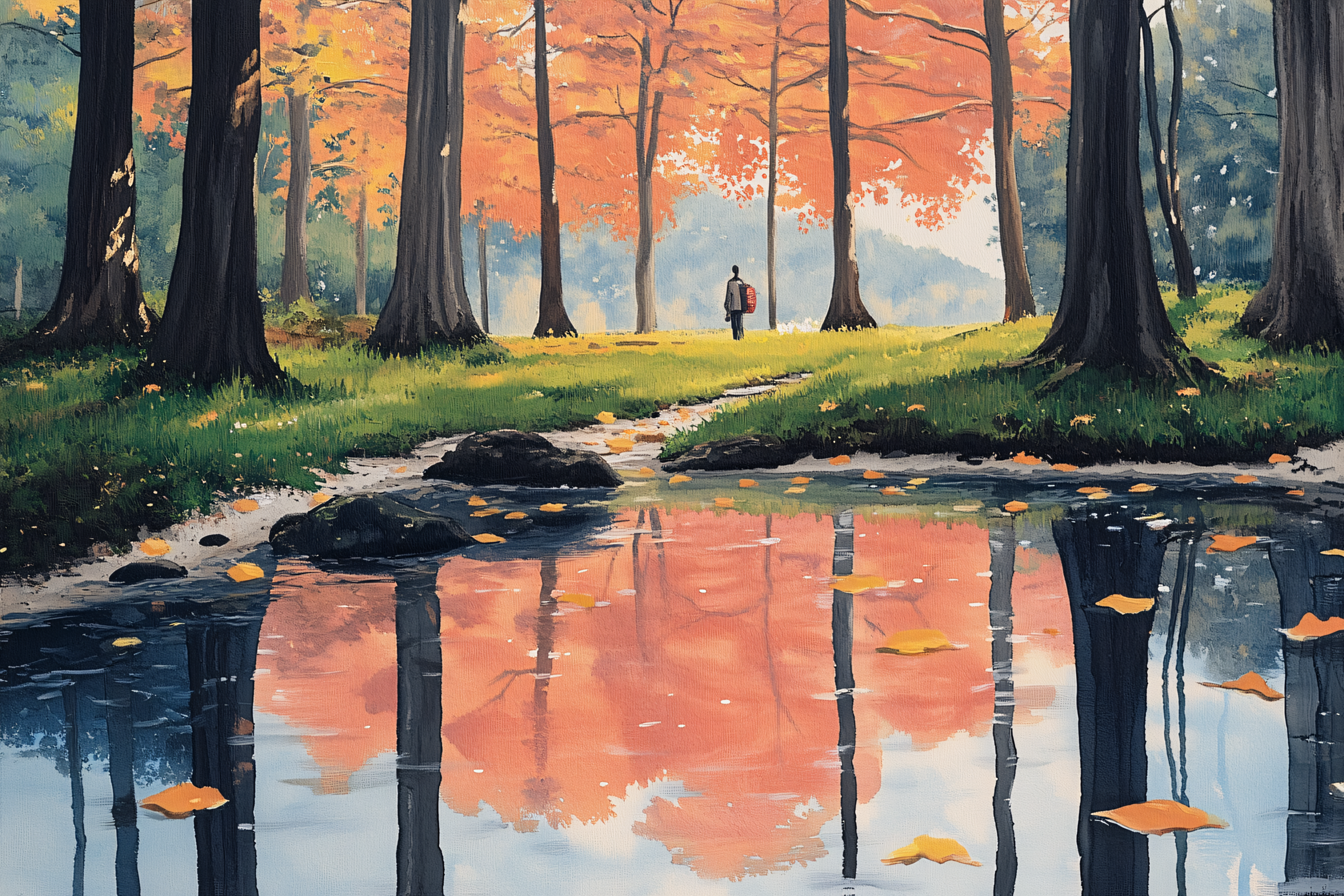 Autumnal Reflection in Forest Pool
