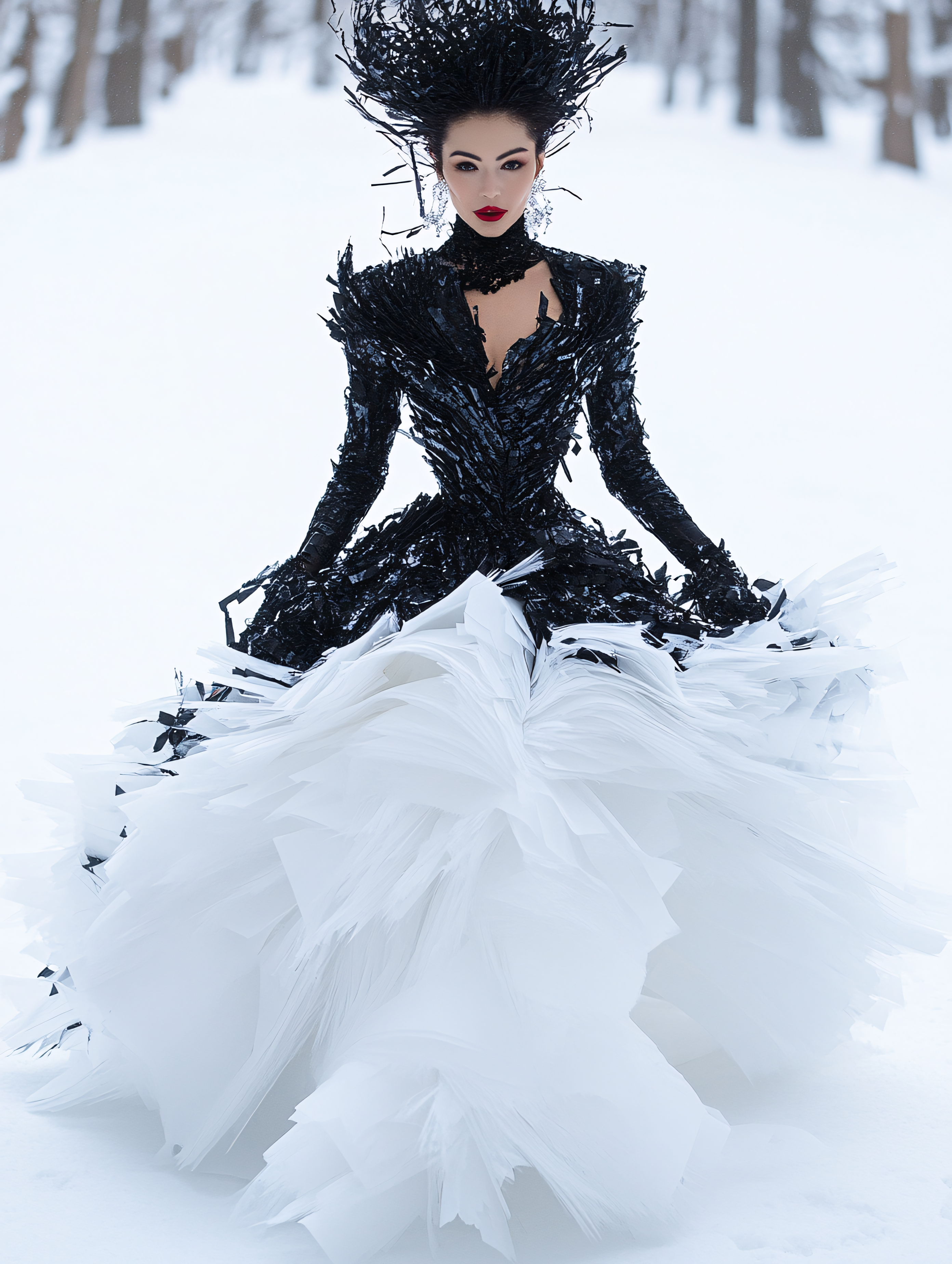 Avant-Garde Black And White Gown
