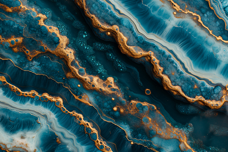 Azure Waves Gold Veins