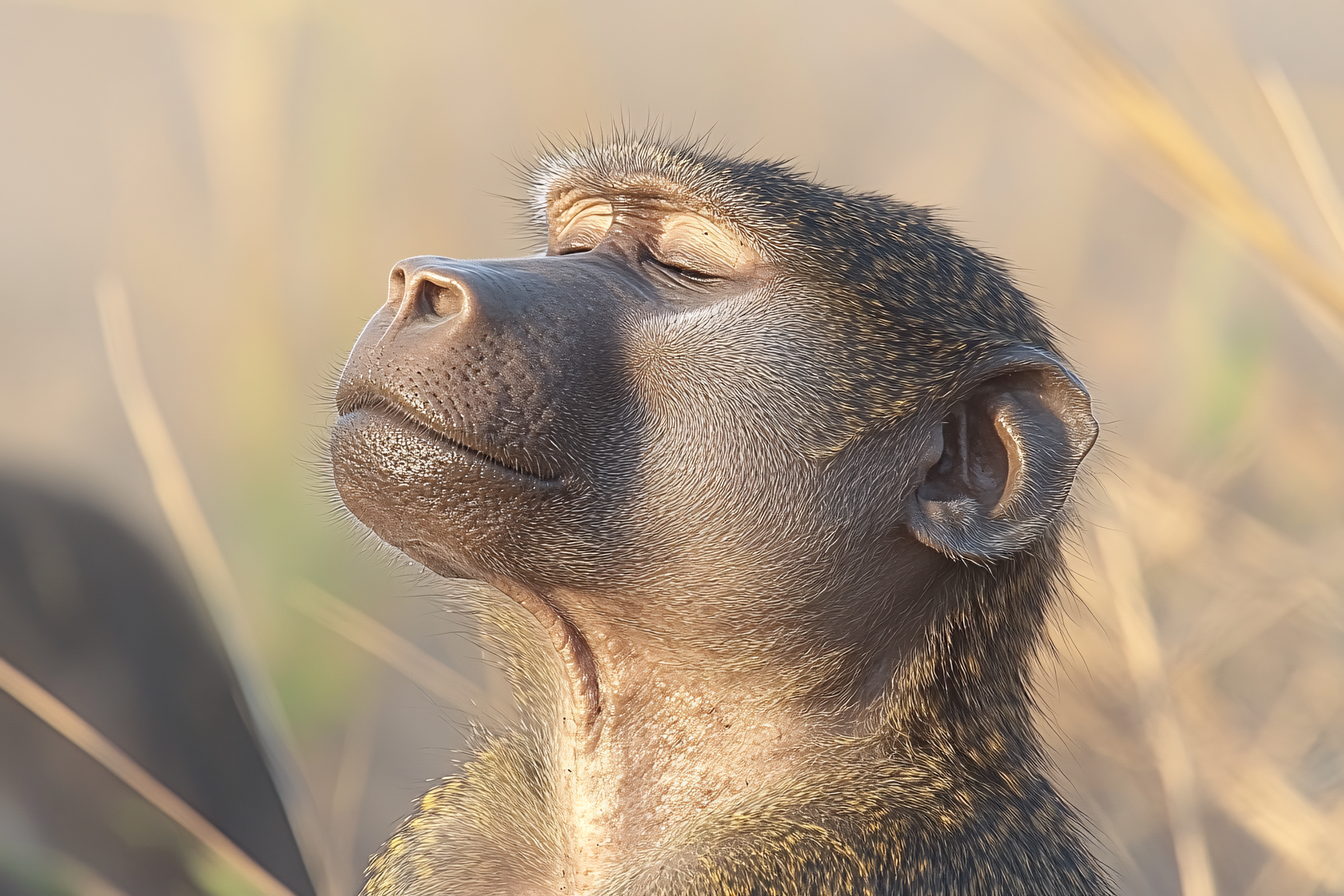 Baboon Enjoying Sunlight