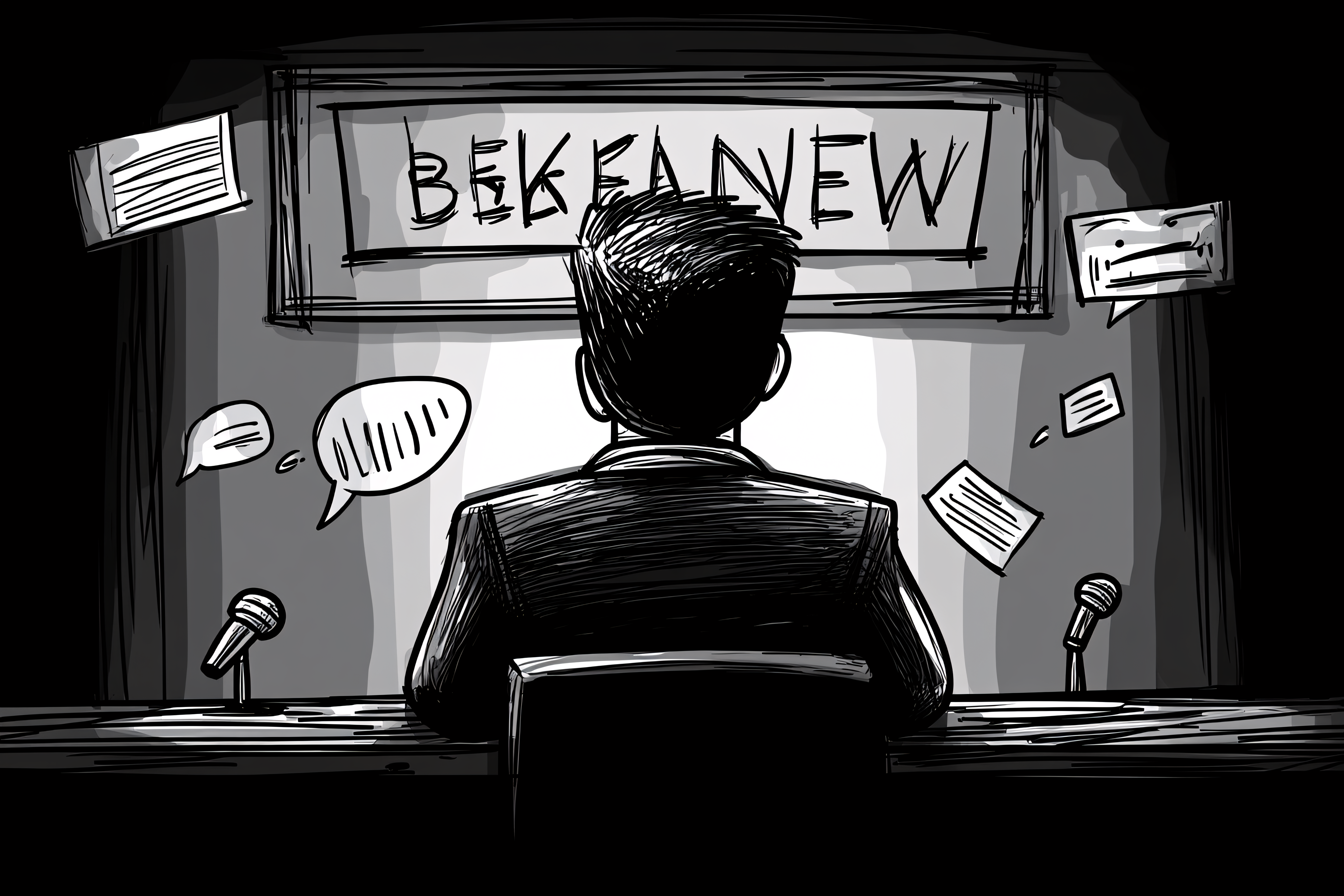 Back View of a Presenter at a Desk