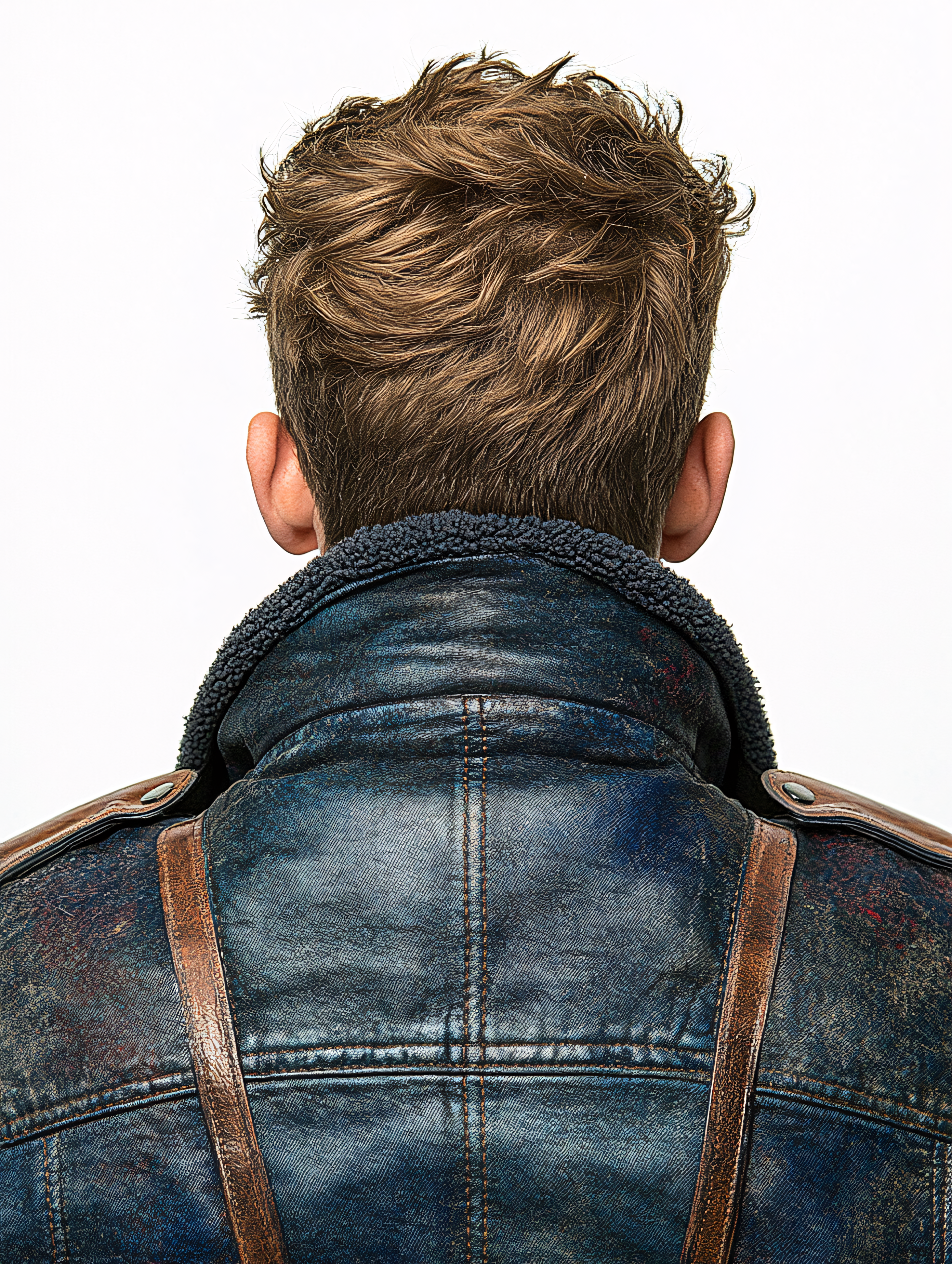 Back View Of Man In Denim Jacket