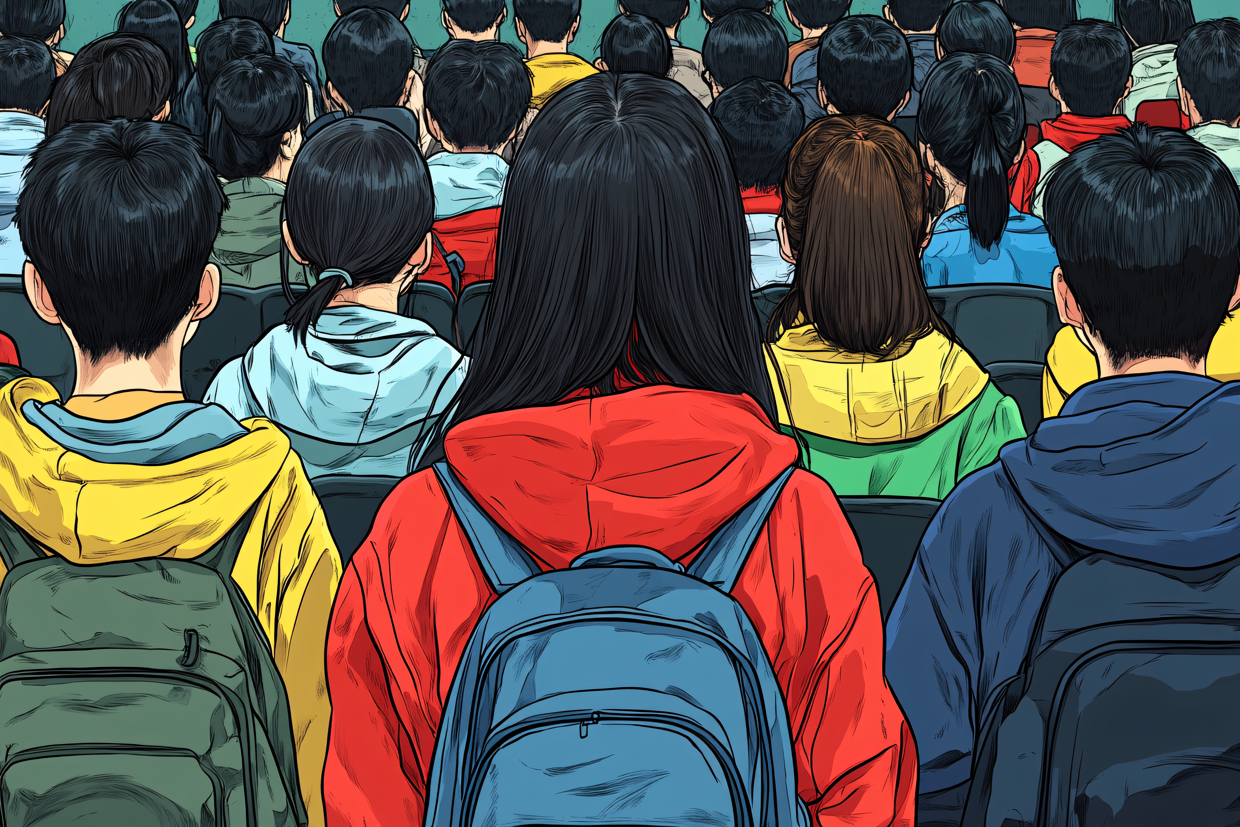 Back View Of Students In Auditorium