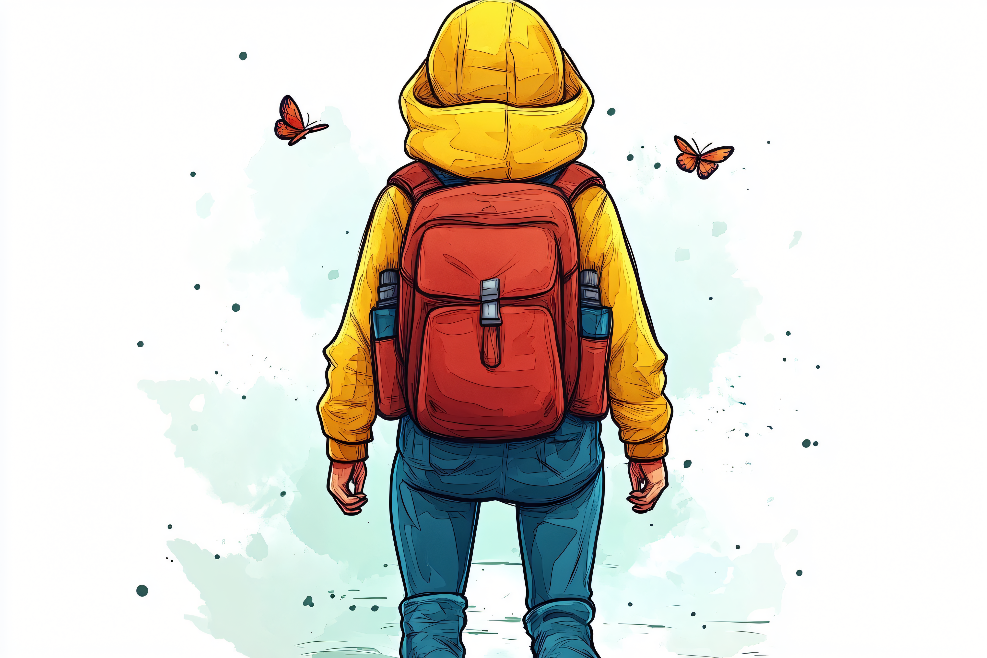 Backpacker and Butterfly Journey