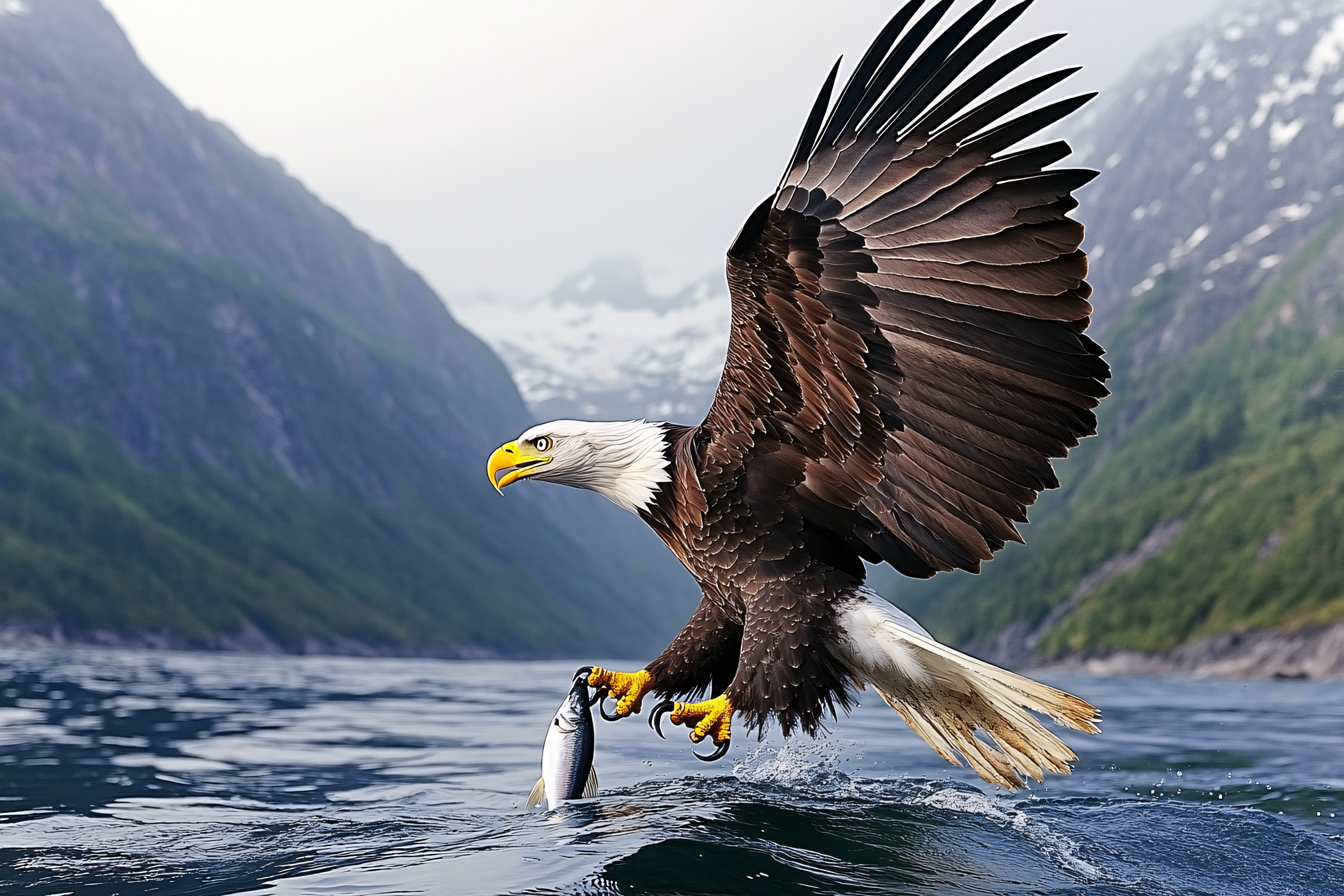 Bald Eagle Catching Fish