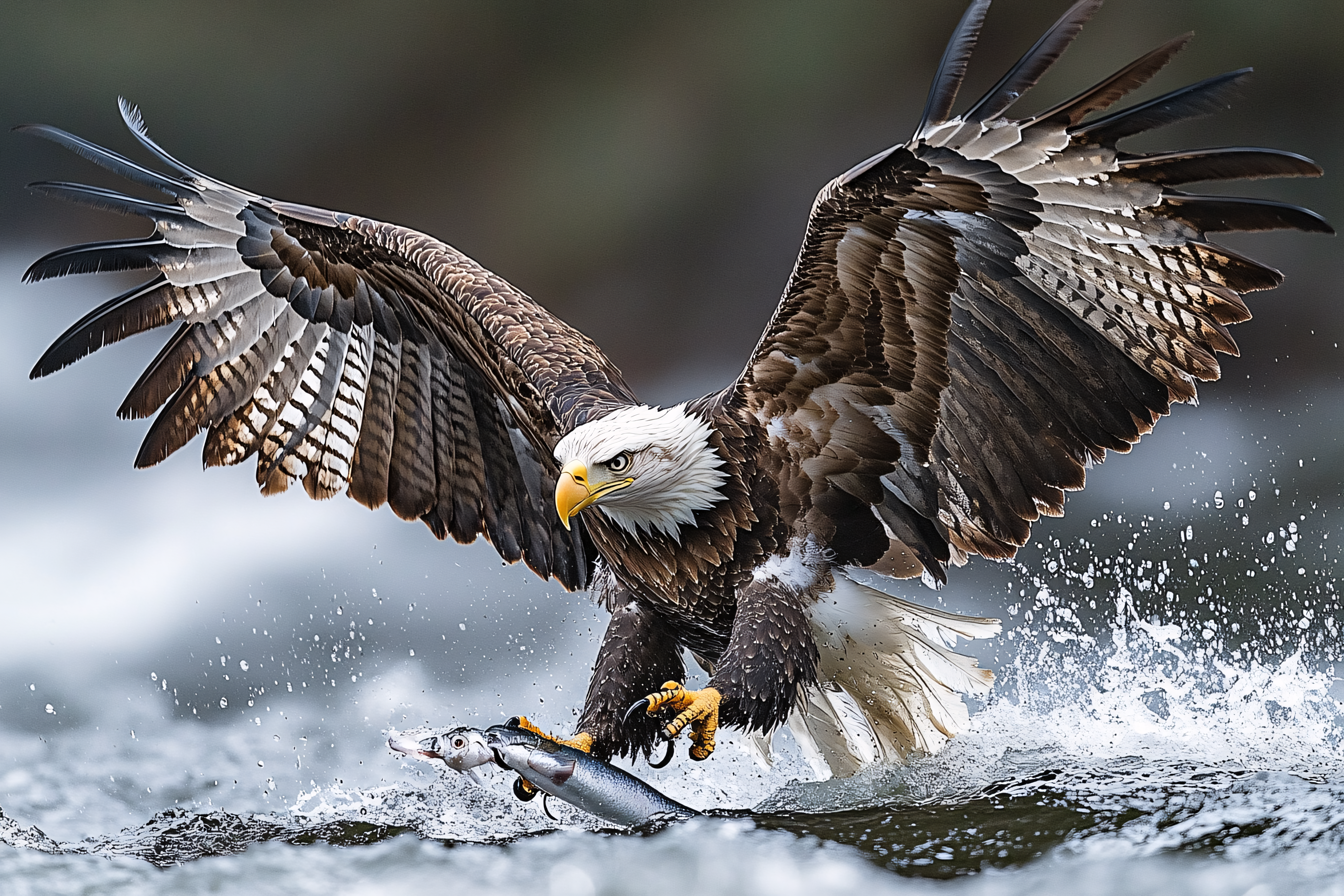 Bald Eagle Catching Fish