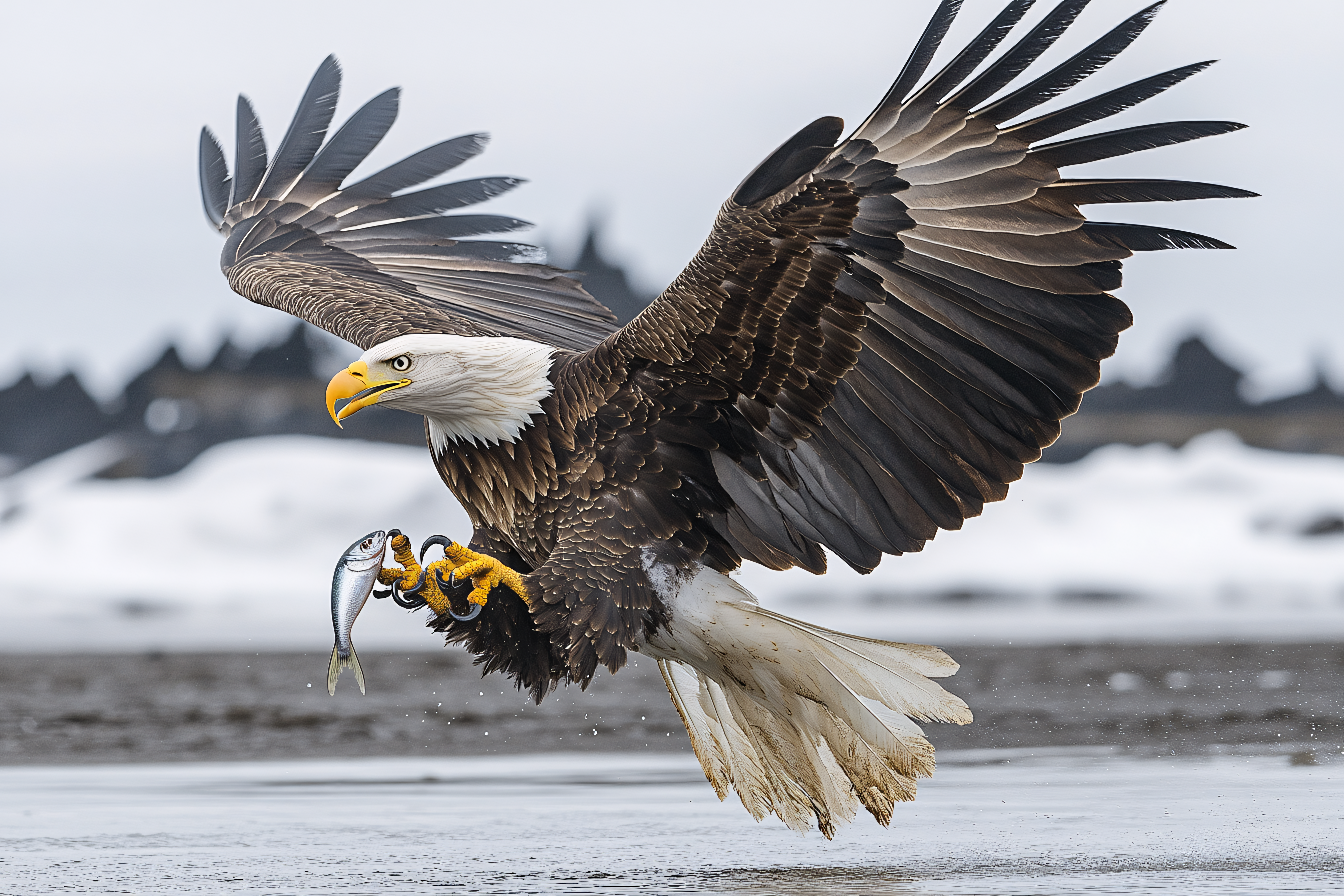 Bald Eagle Catching Fish