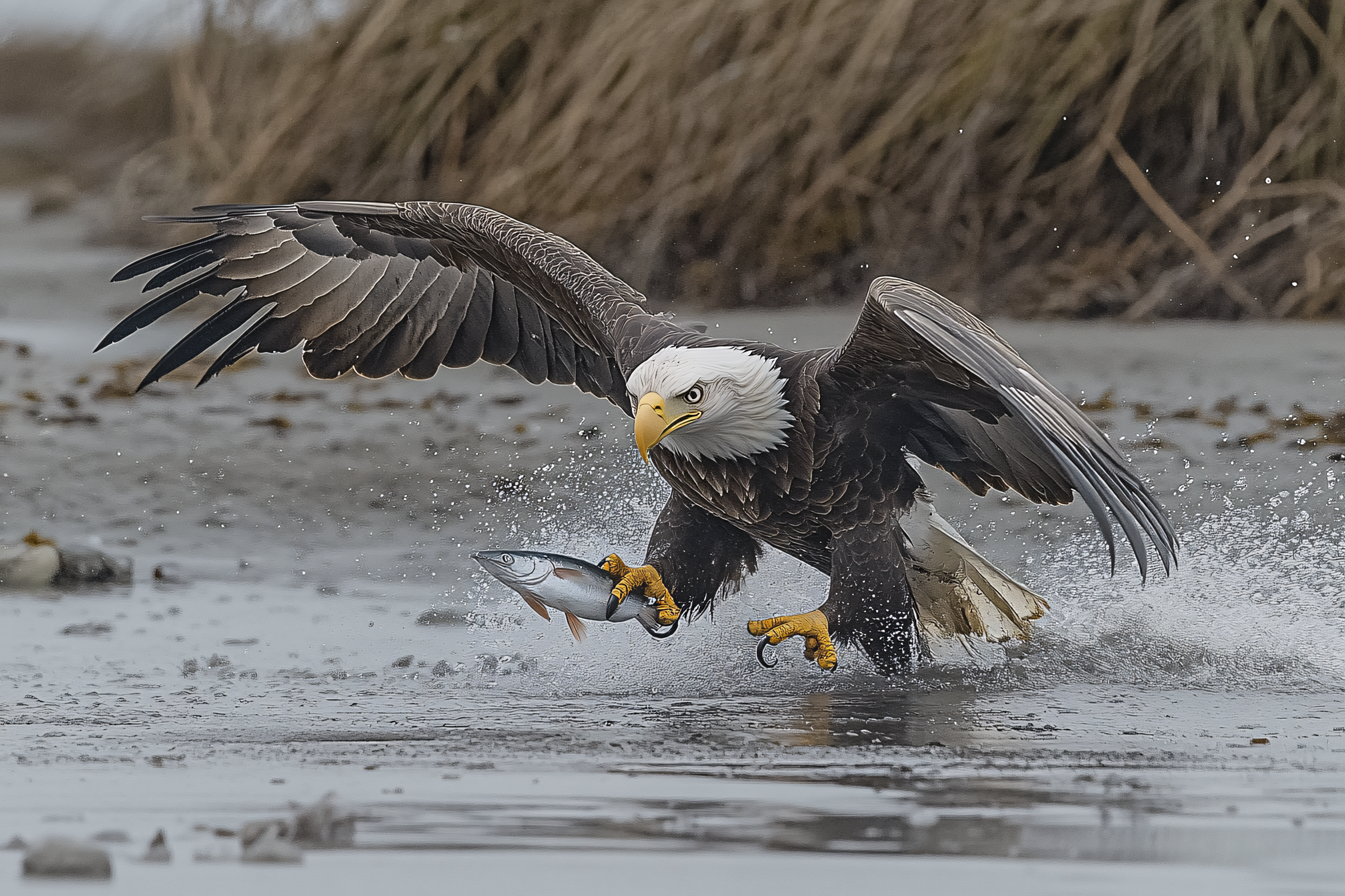 Bald Eagle Catching Fish