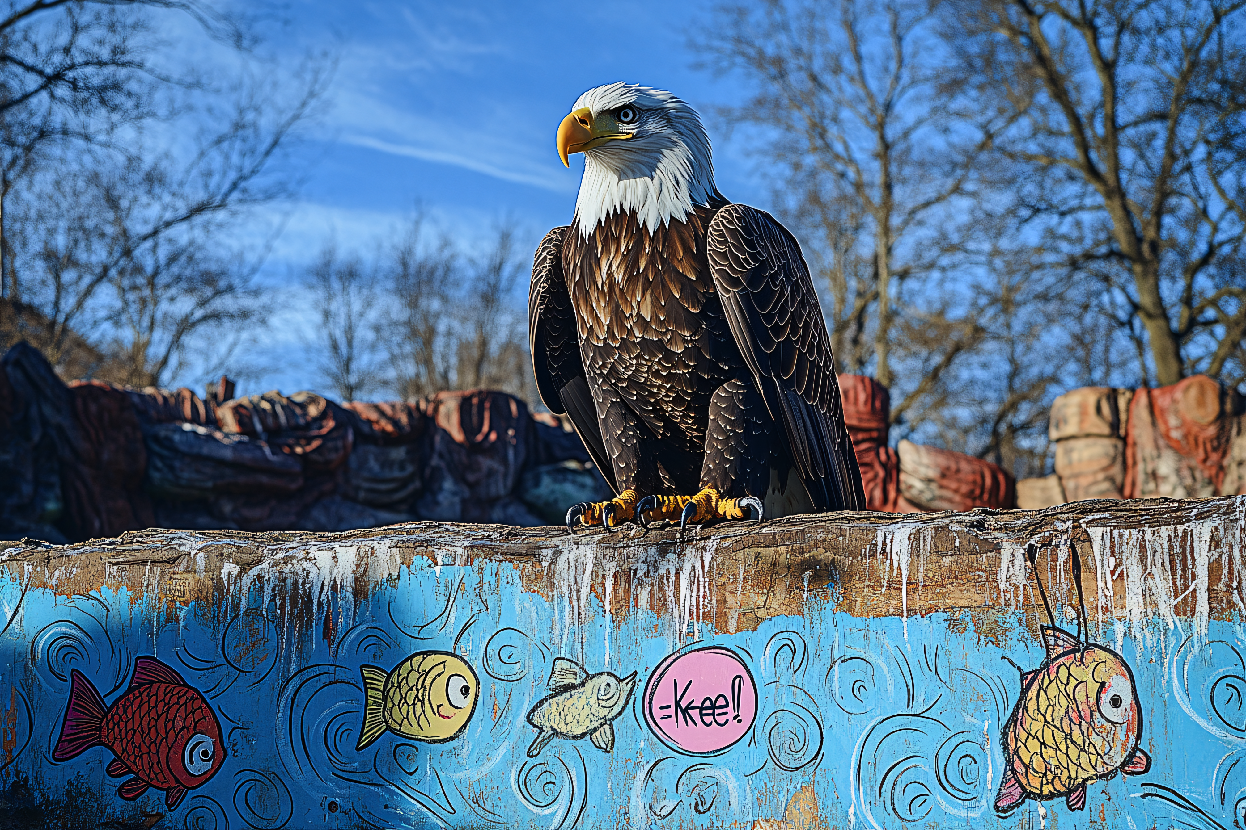 Bald Eagle on Fishy Perch