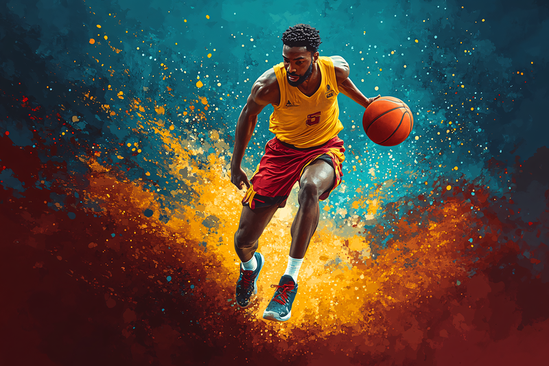 Basketball Player in Dynamic Action