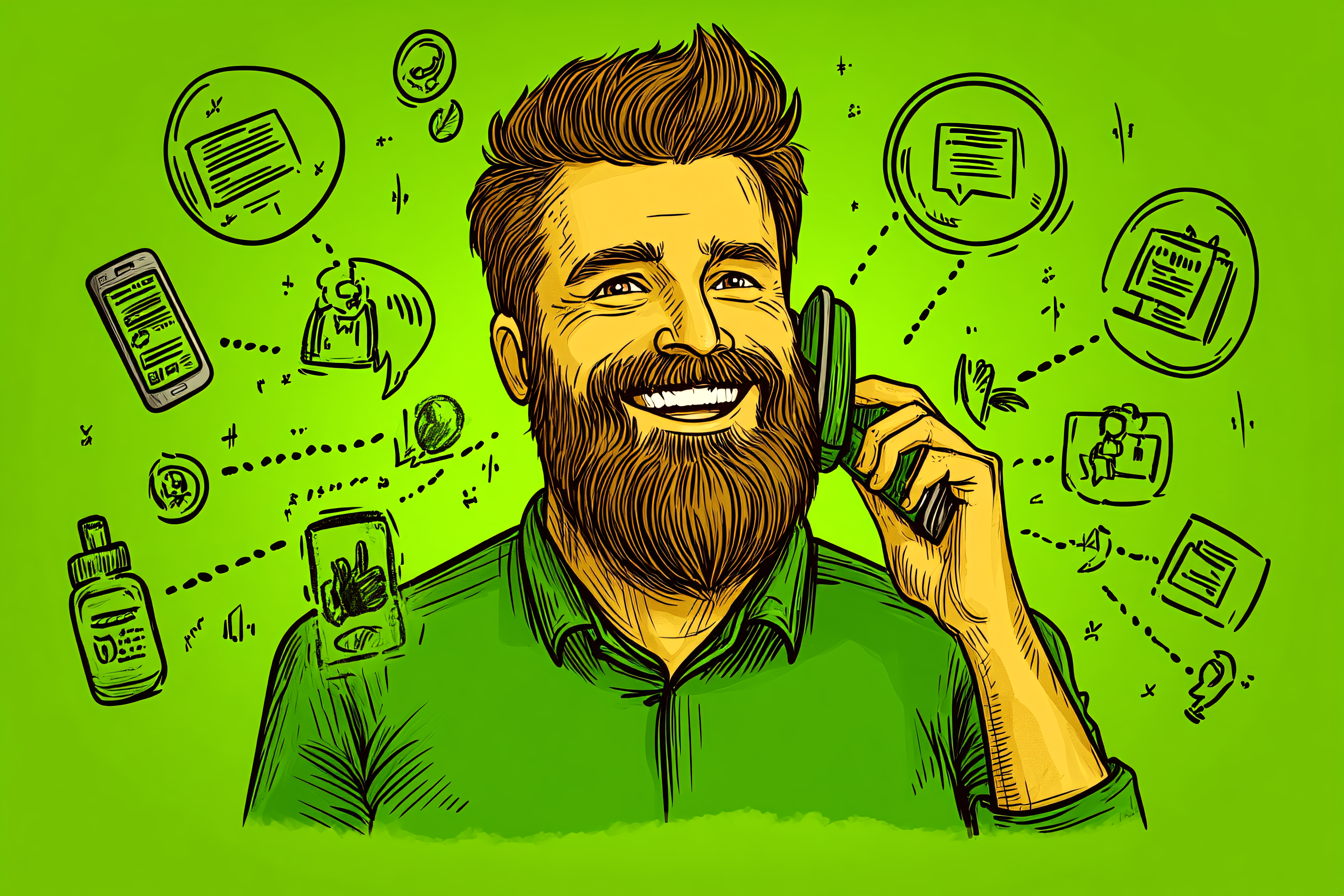 Bearded Man Phone Call