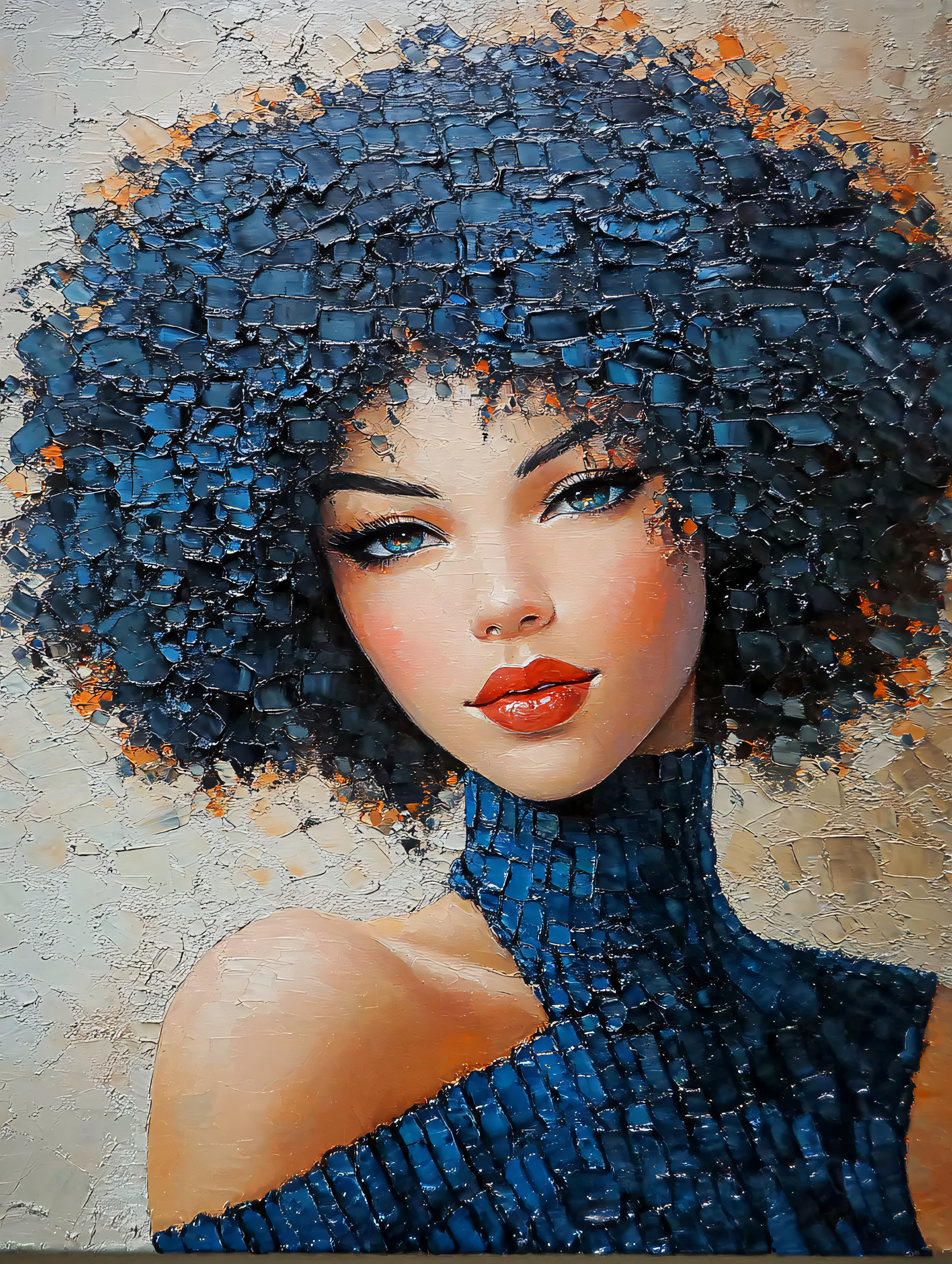 Beautiful Woman With Blue Afro