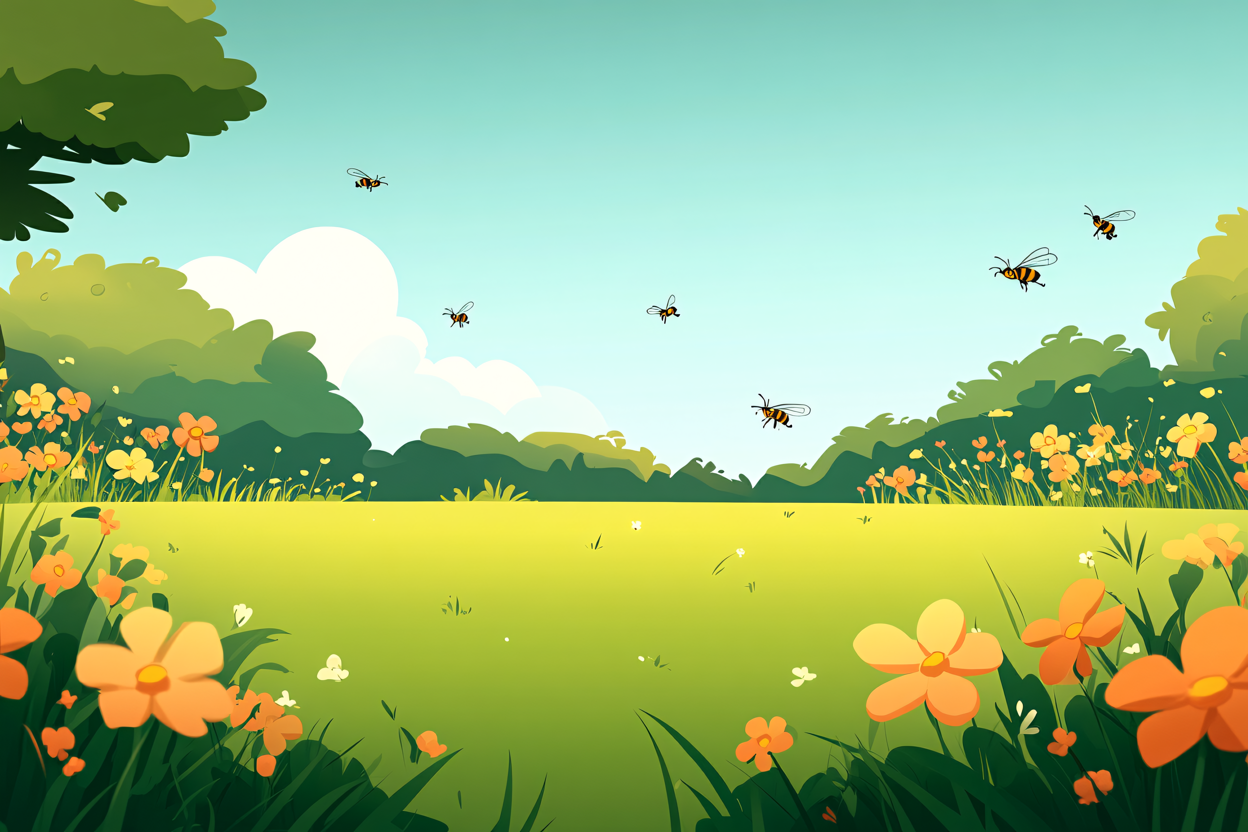 Bees In A Blooming Meadow