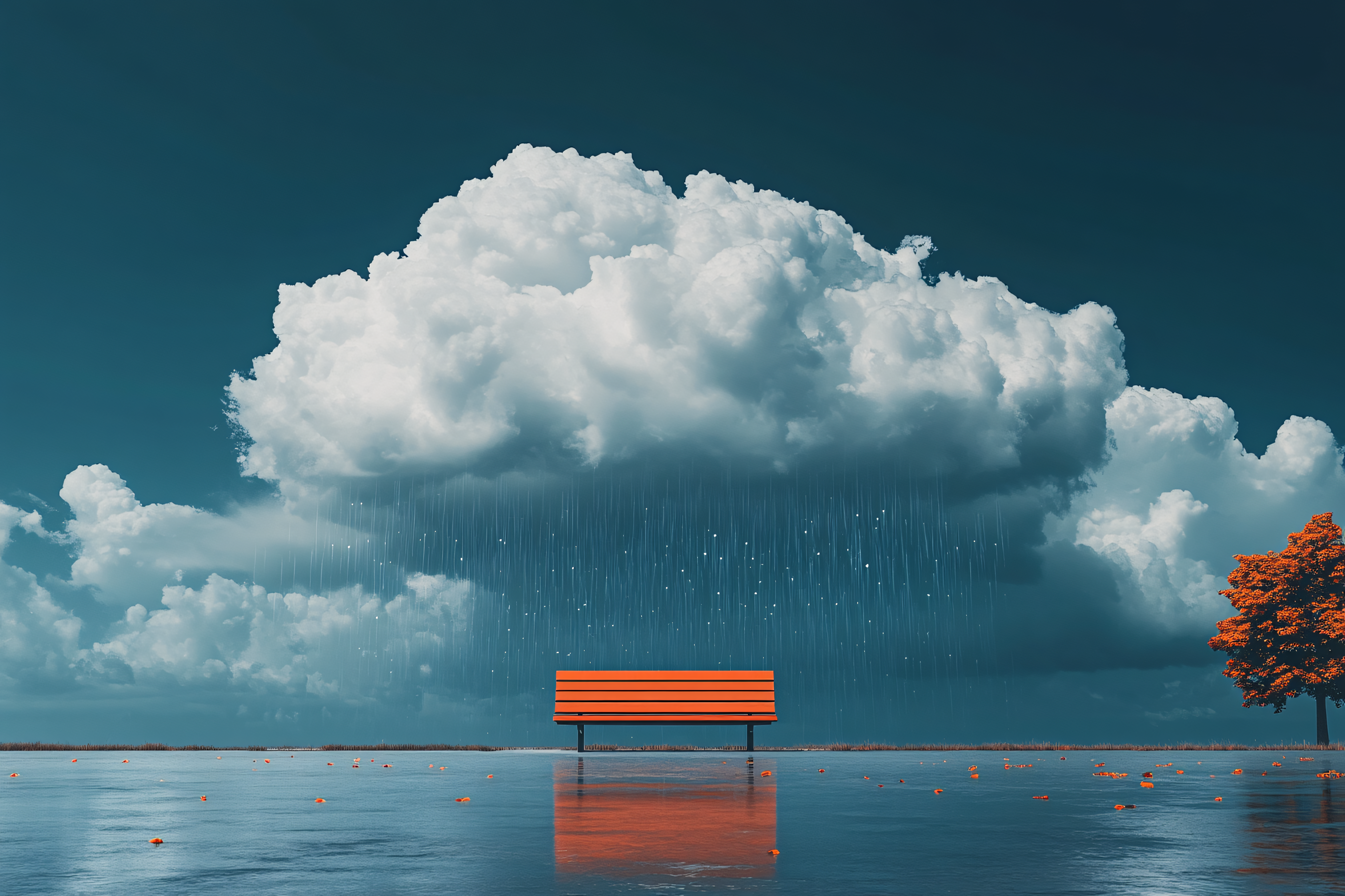 Bench Under Storm Clouds
