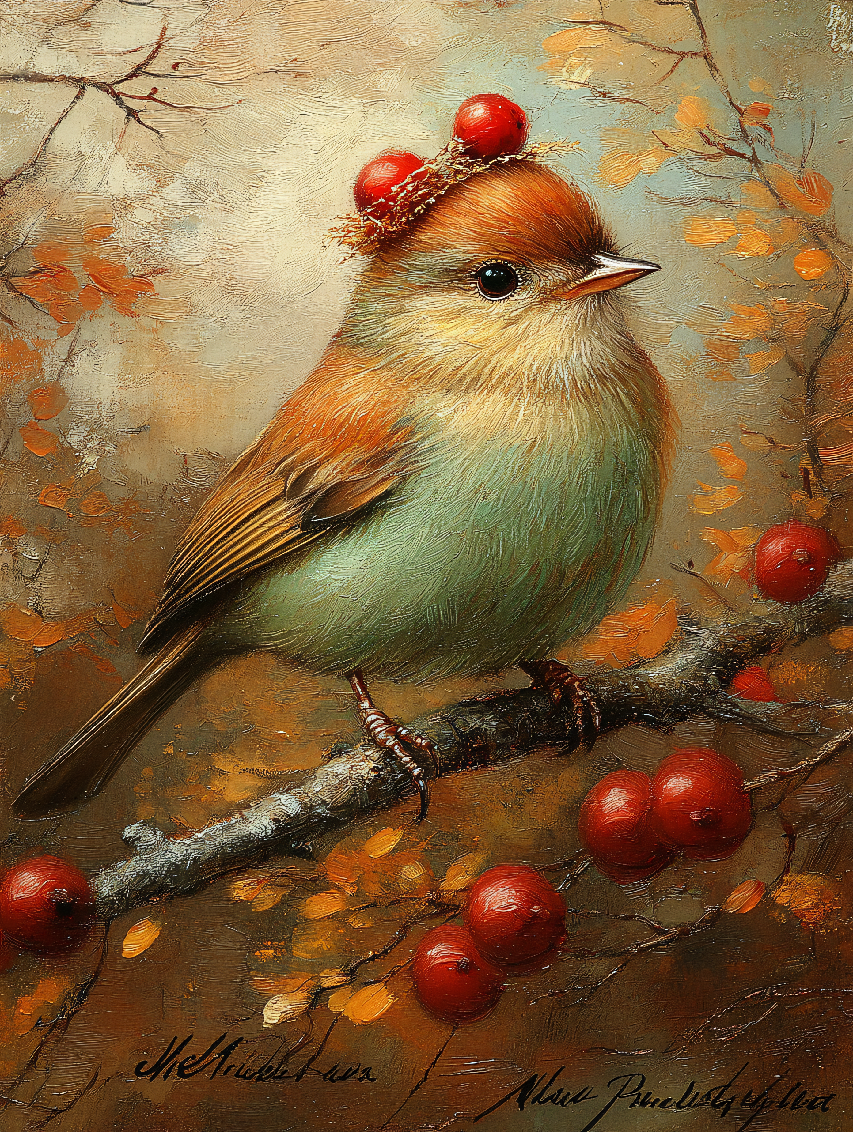 Bird With Berry Crown