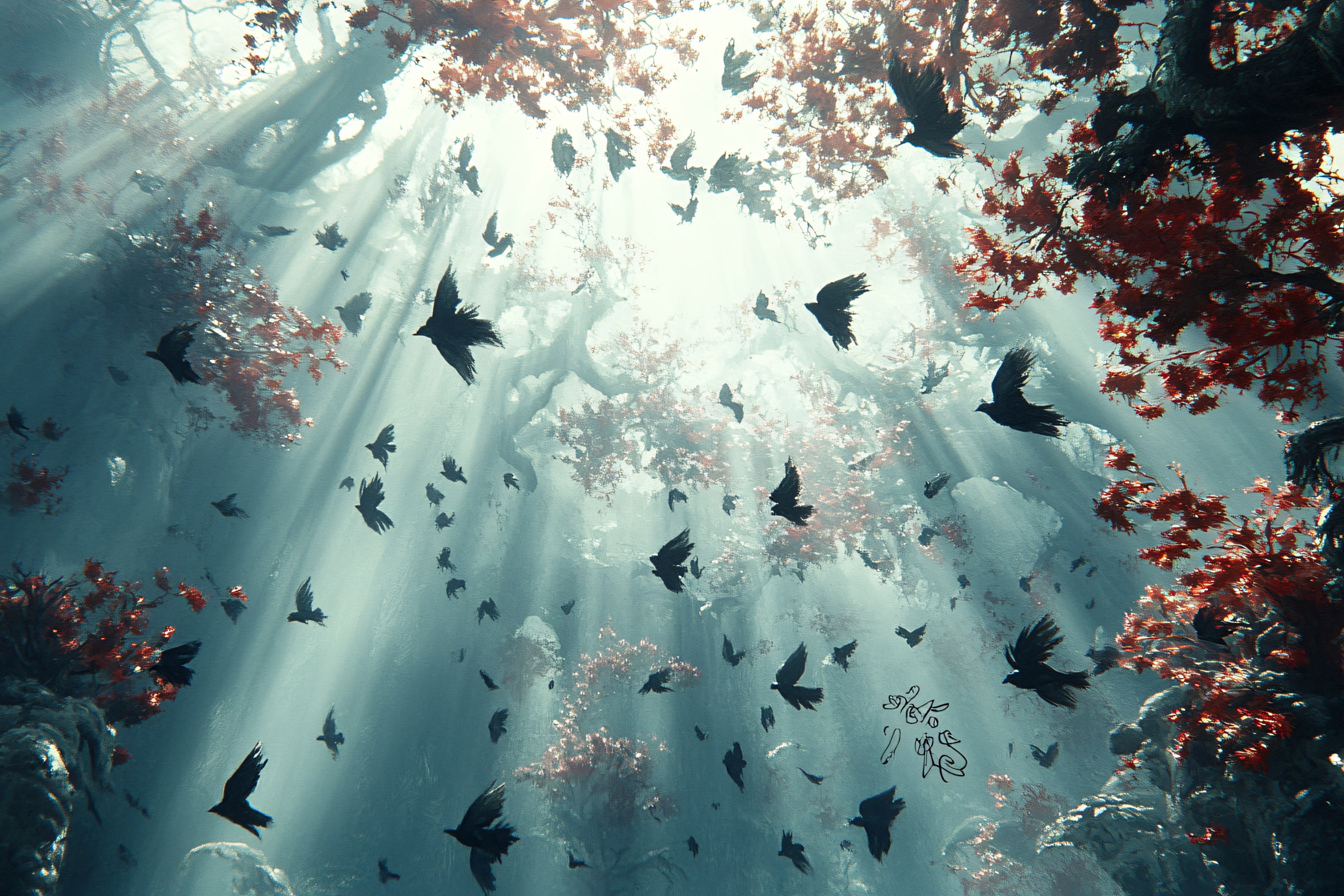Birds in a Mystical Forest