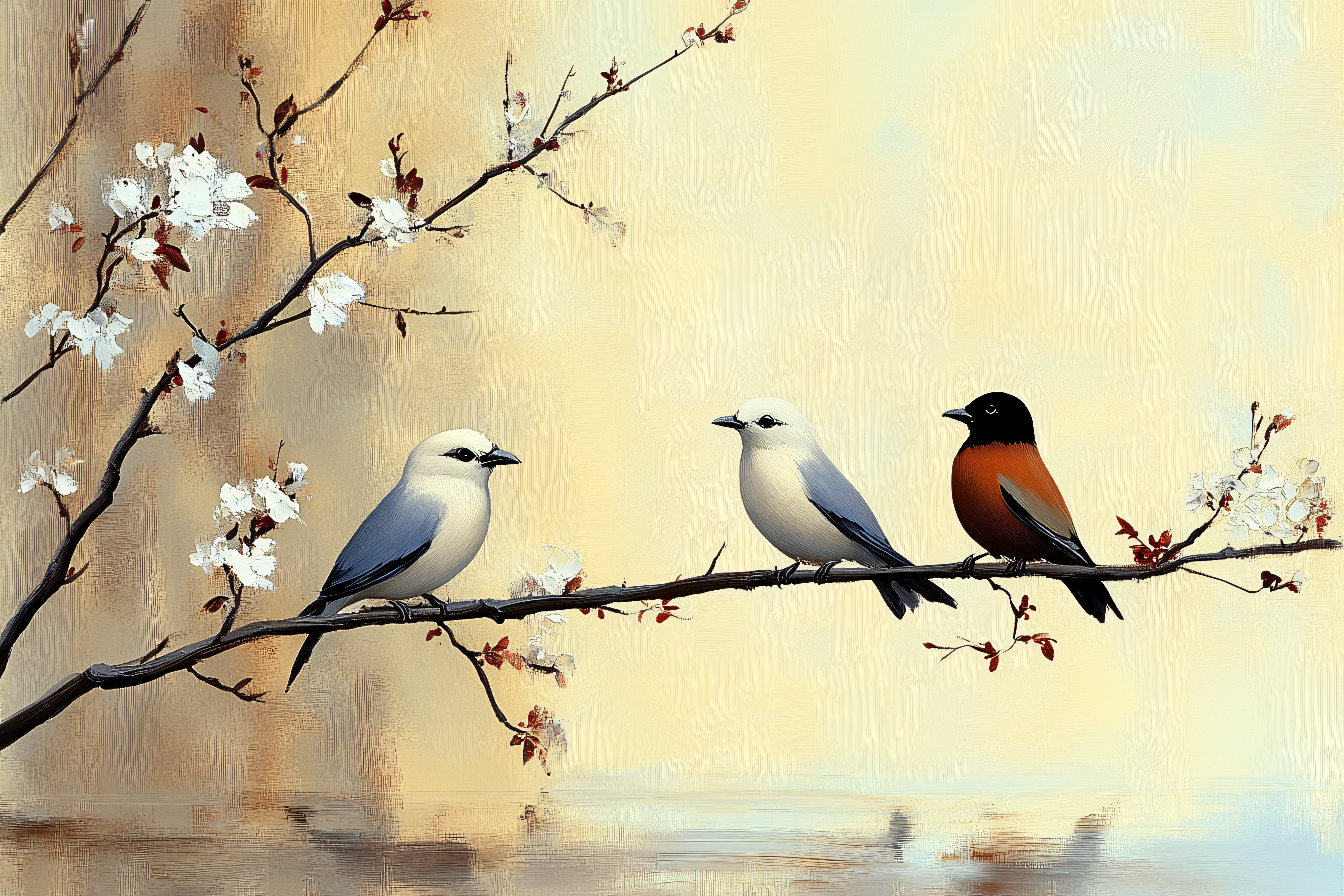 Birds On Blossom Branch
