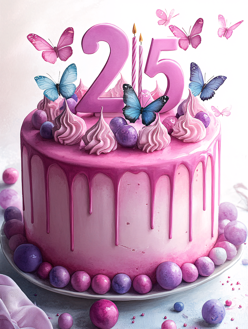 Birthday Cake With Butterflies