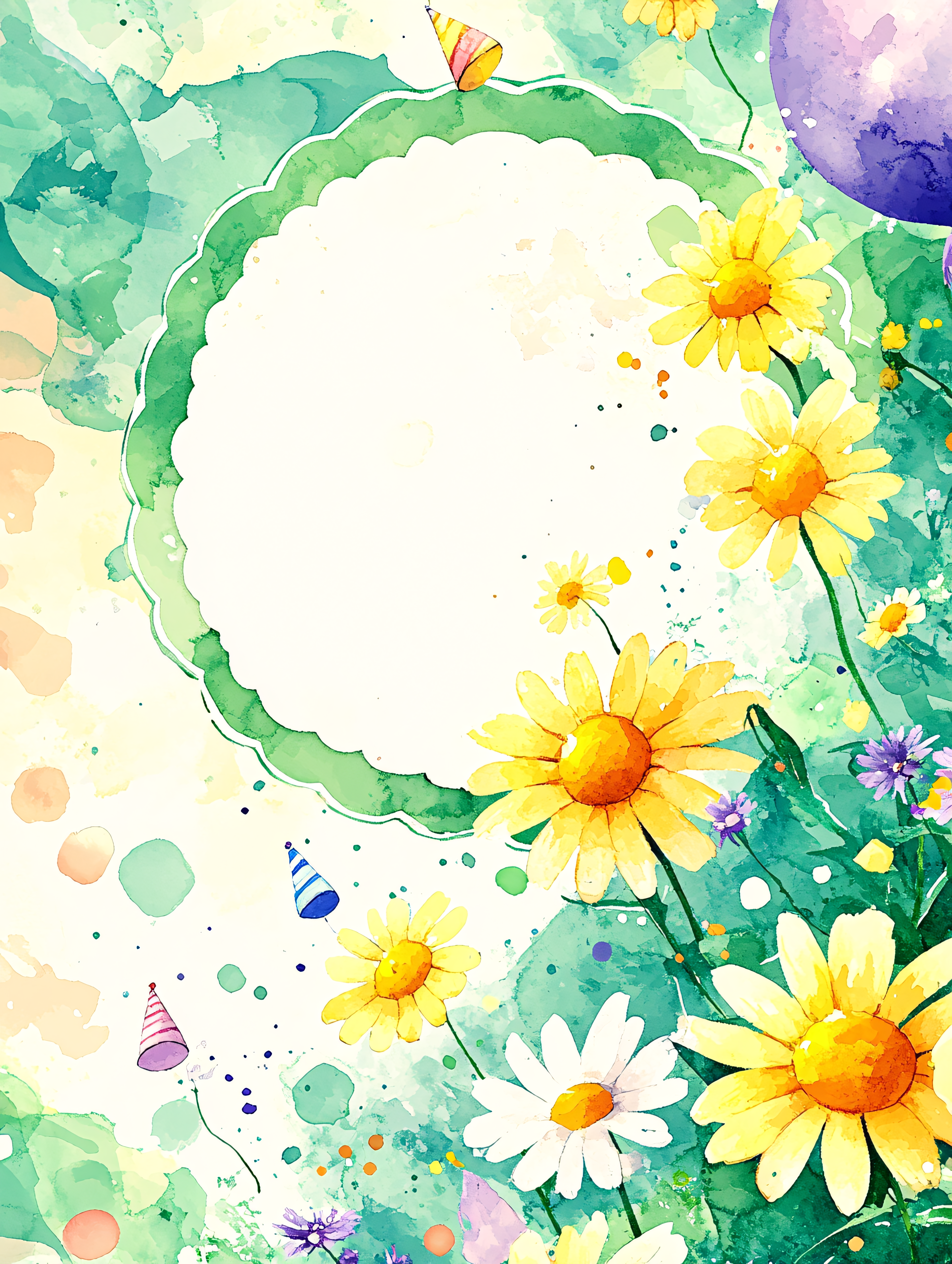 Birthday Celebration, Watercolor Floral