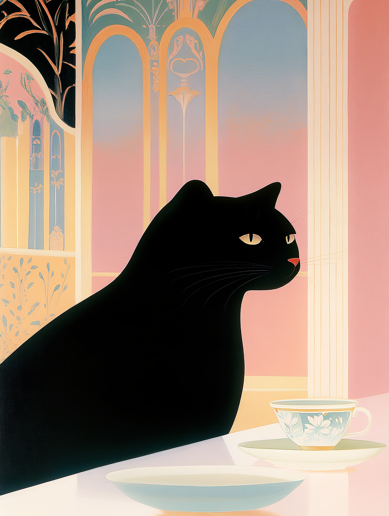 Black Cat At Table