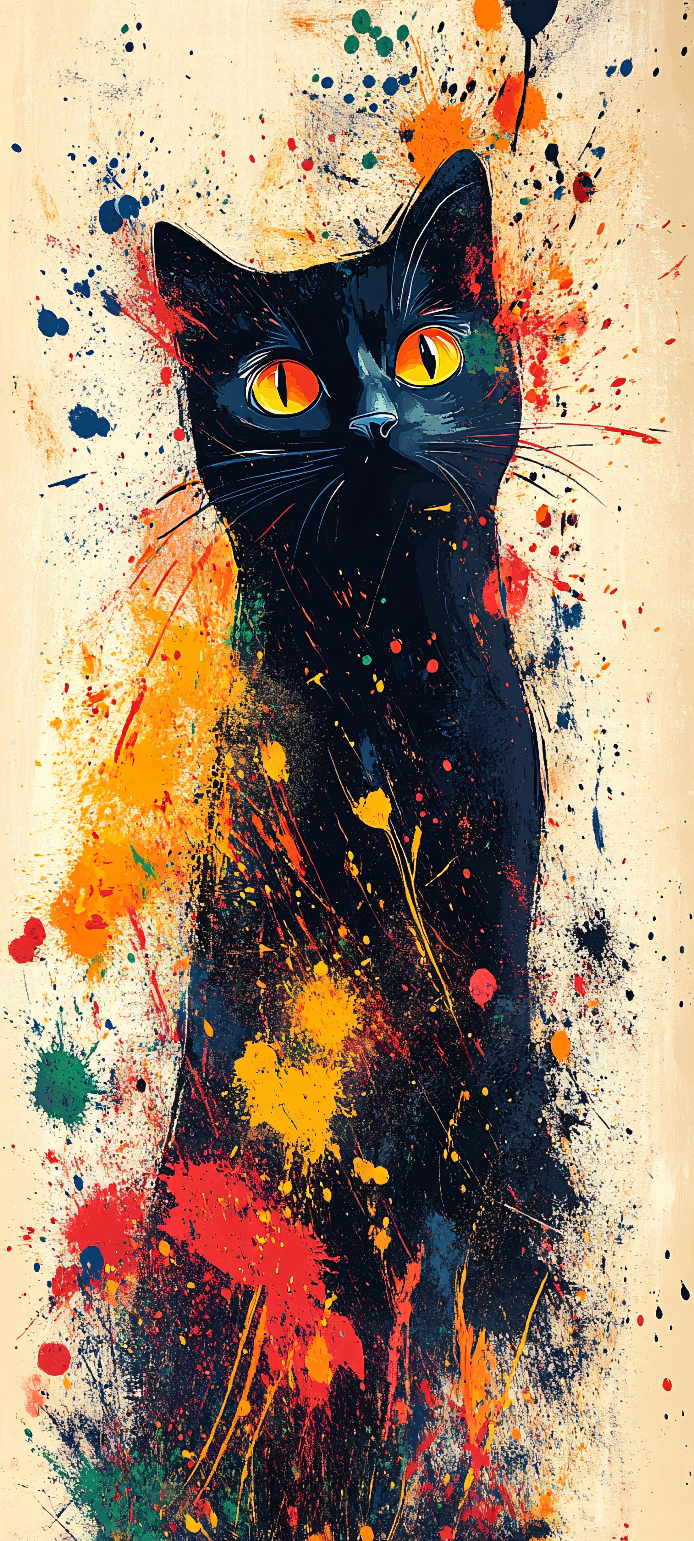 Black Cat Splatter Art