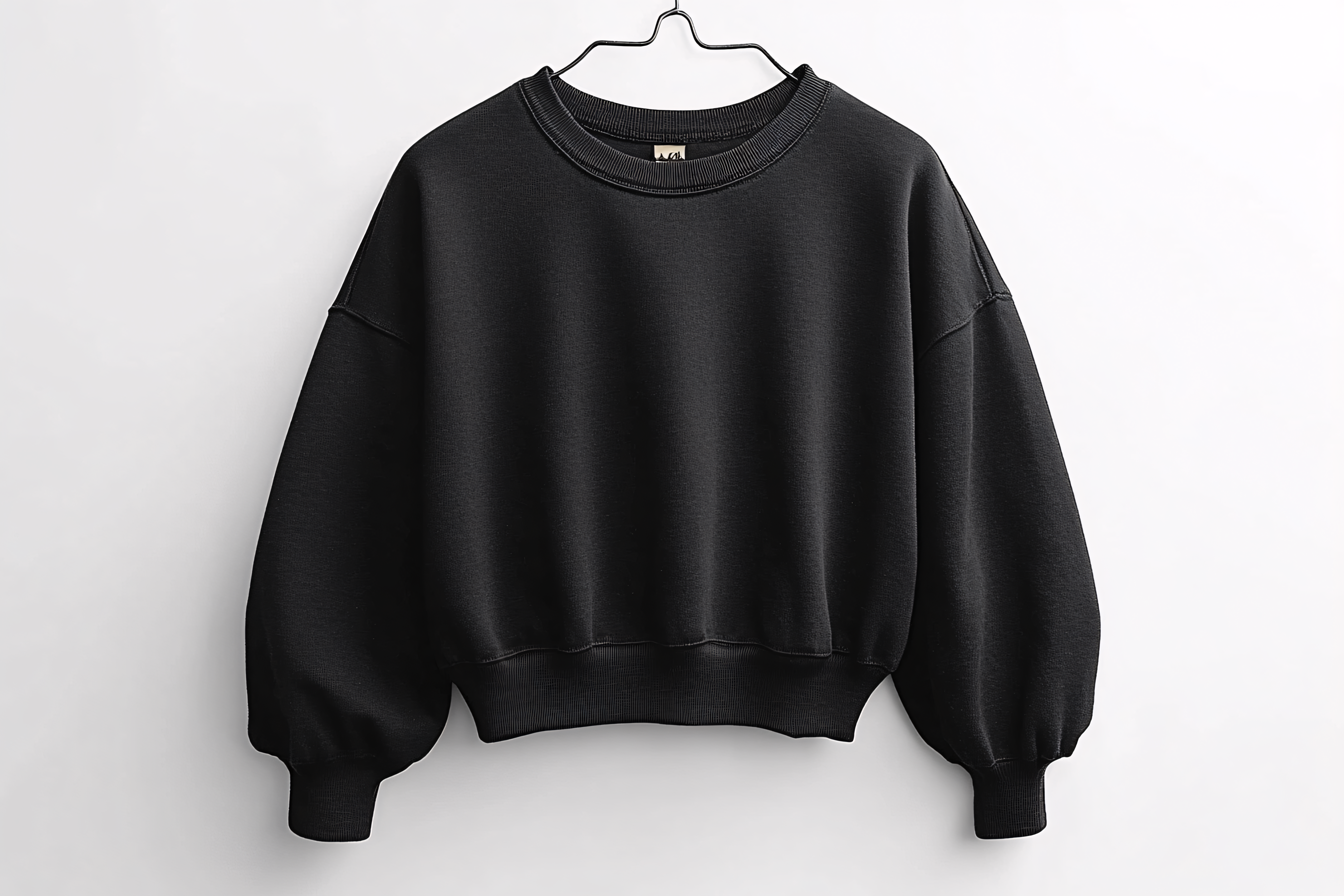 Black Crew Neck Sweatshirt On Hanger