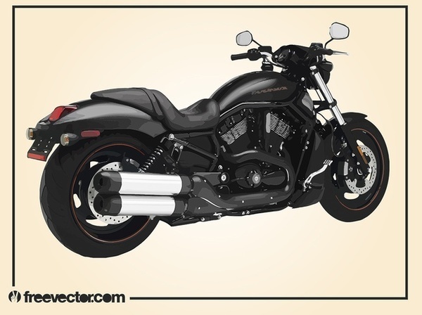 Black Harley Davidson Motorcycle Free Vector