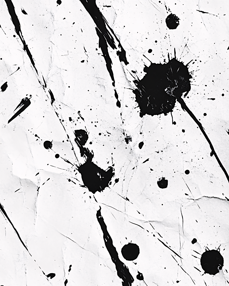 Black Ink Splashes On White Paper