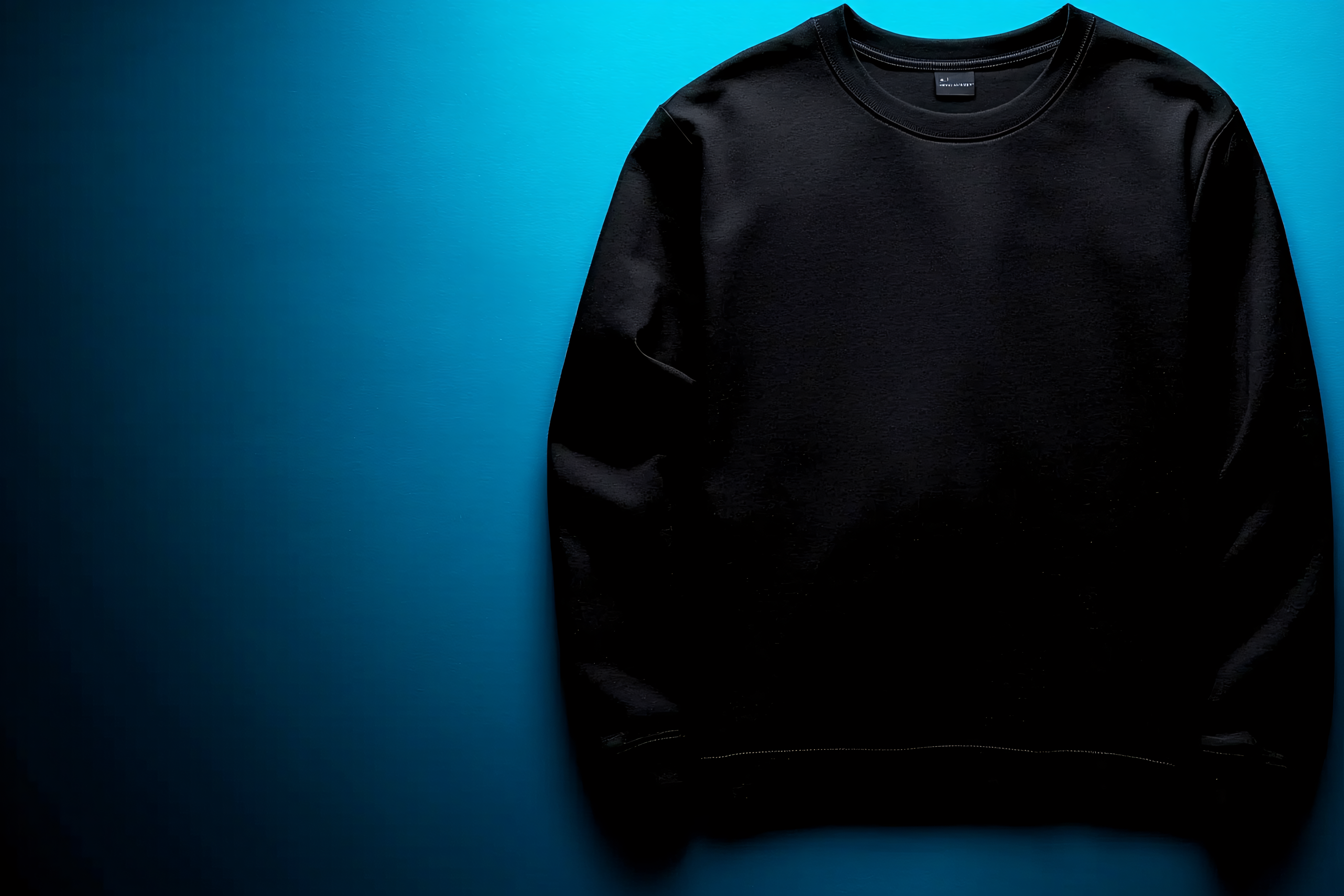 Black Sweatshirt On Blue Background